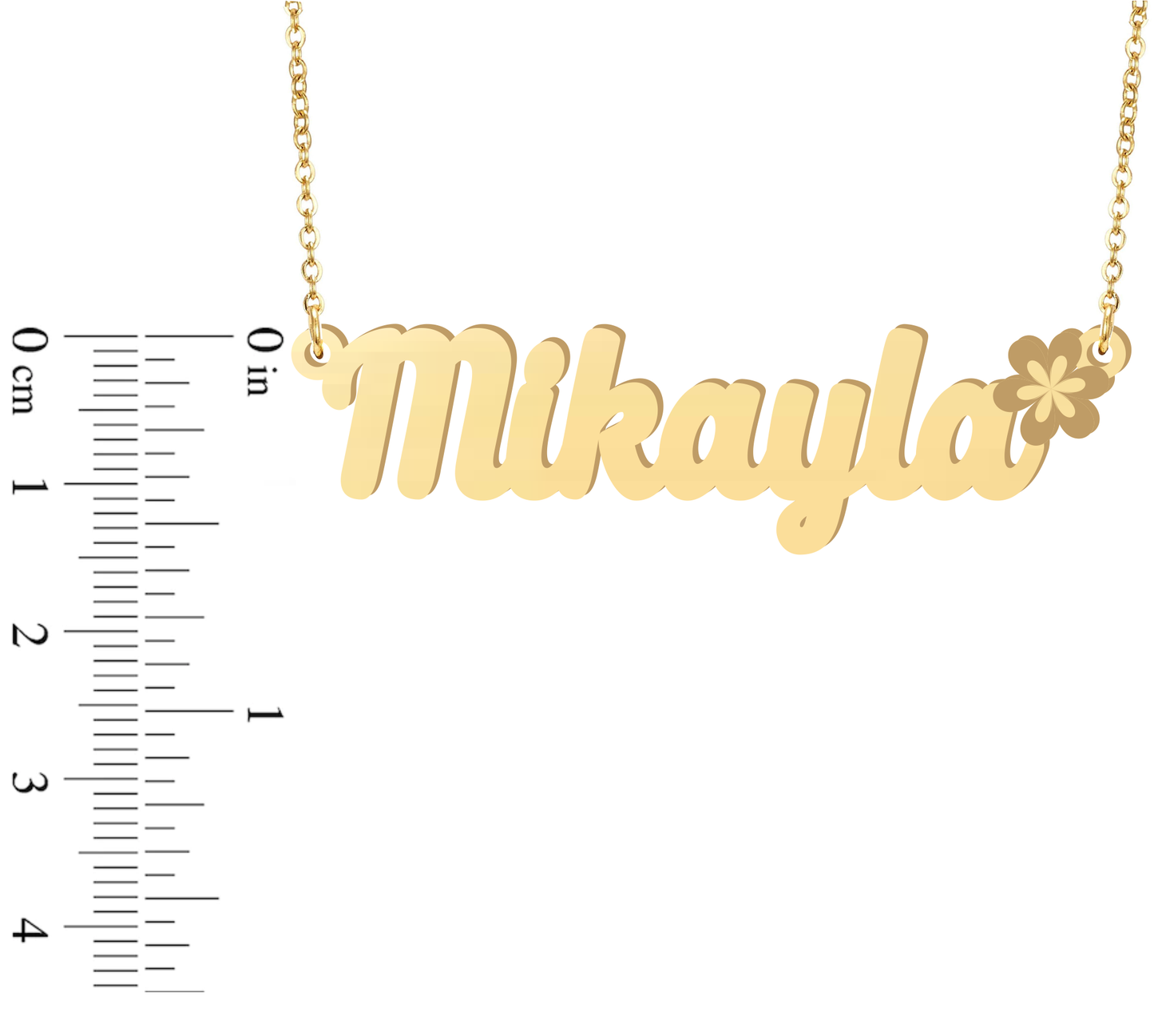 Prime & Pure 9K Yellow Gold Name Necklace Mikayla with Flower