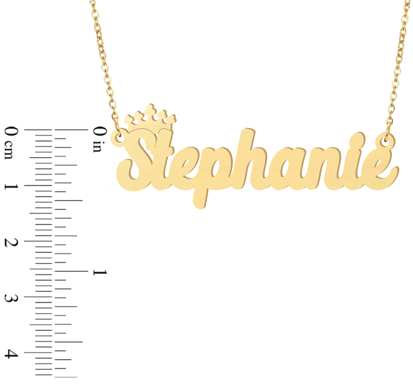 Prime & Pure 9K Yellow Gold Name Necklace Stephanie with Crown