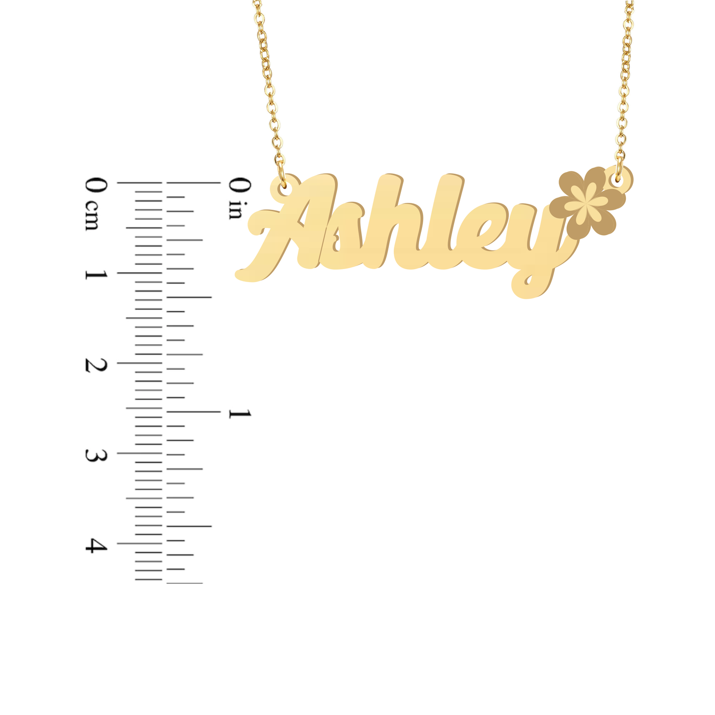 Prime & Pure 9K Yellow Gold Name Necklace Ashley with Flower