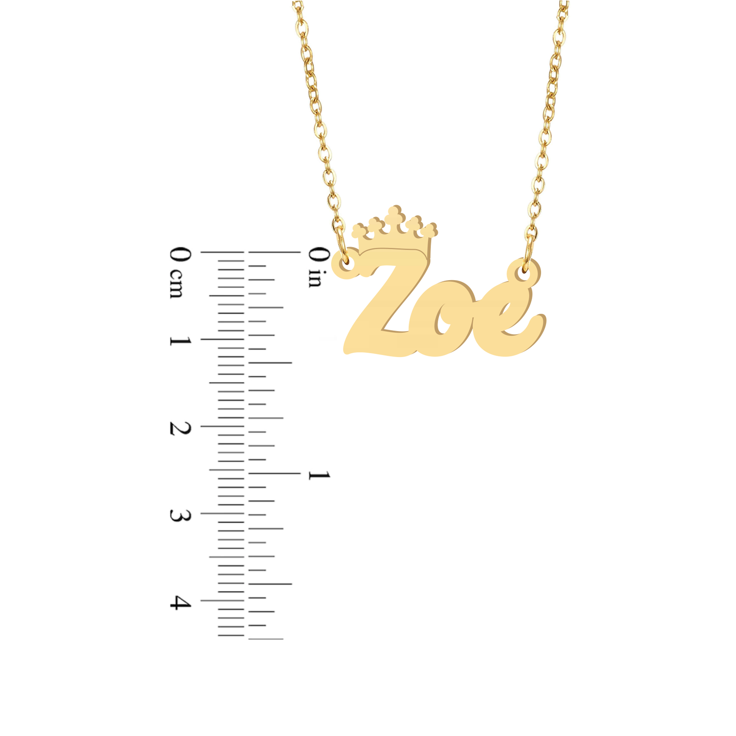 Prime & Pure 9K Yellow Gold Name Necklace Zoe with Crown