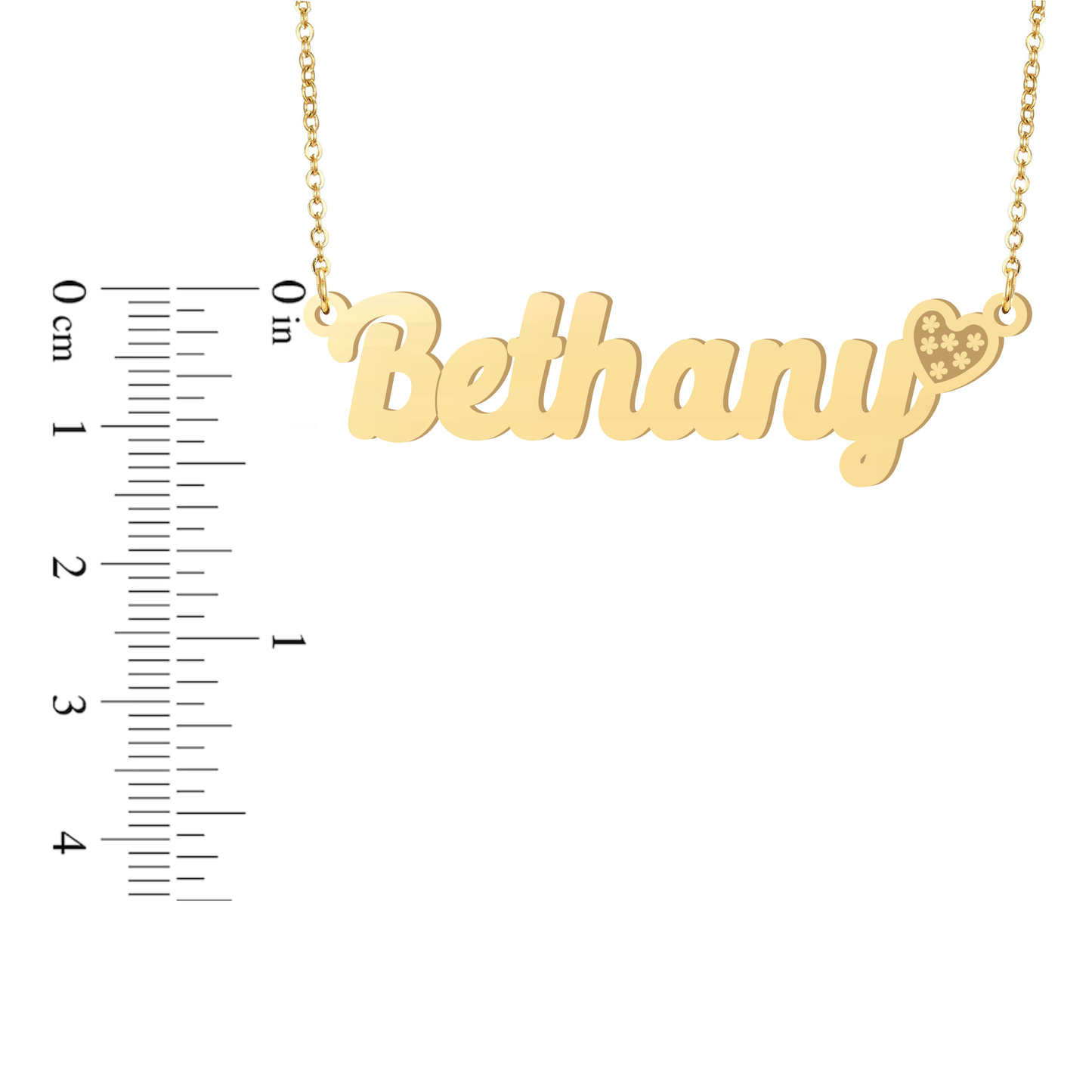 Prime & Pure 9K Yellow Gold Name Necklace Bethany with Heart
