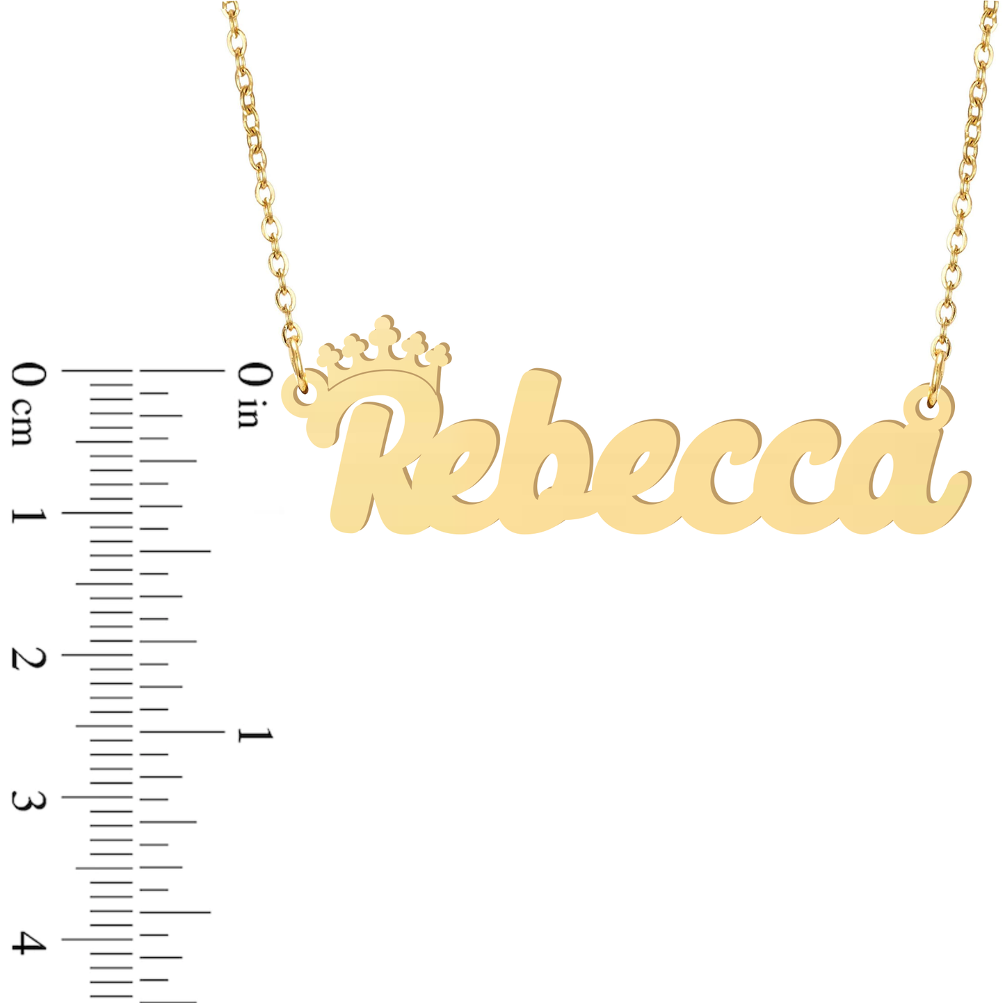 Prime & Pure 9K Yellow Gold Name Necklace Rebecca with Crown