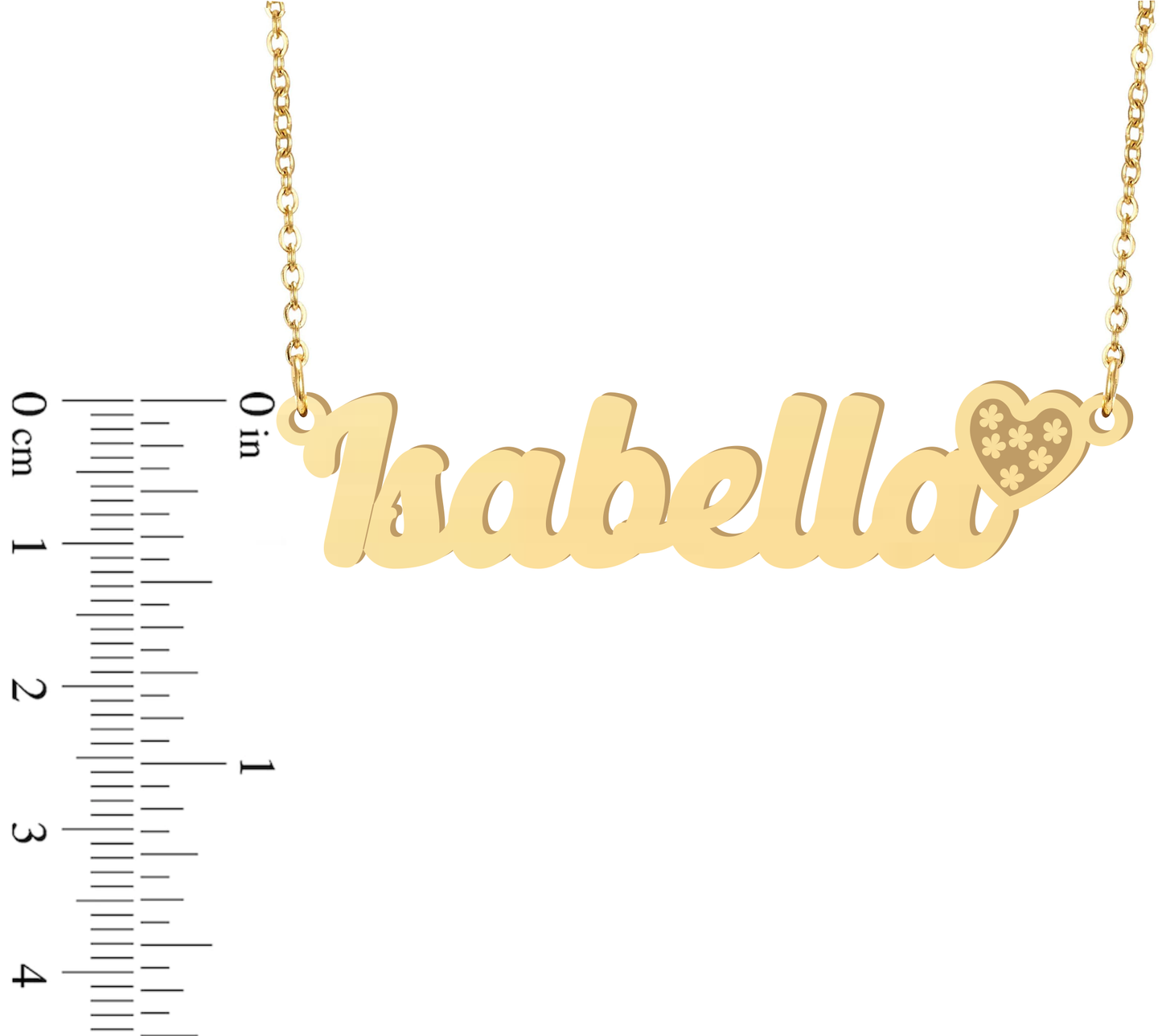 Prime & Pure 9K Yellow Gold Name Necklace Isabella with Heart