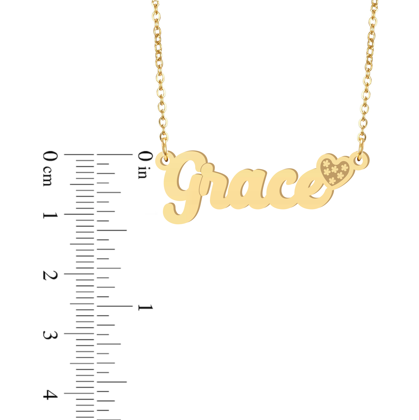 Prime & Pure 9K Yellow Gold Name Necklace Grace with Heart