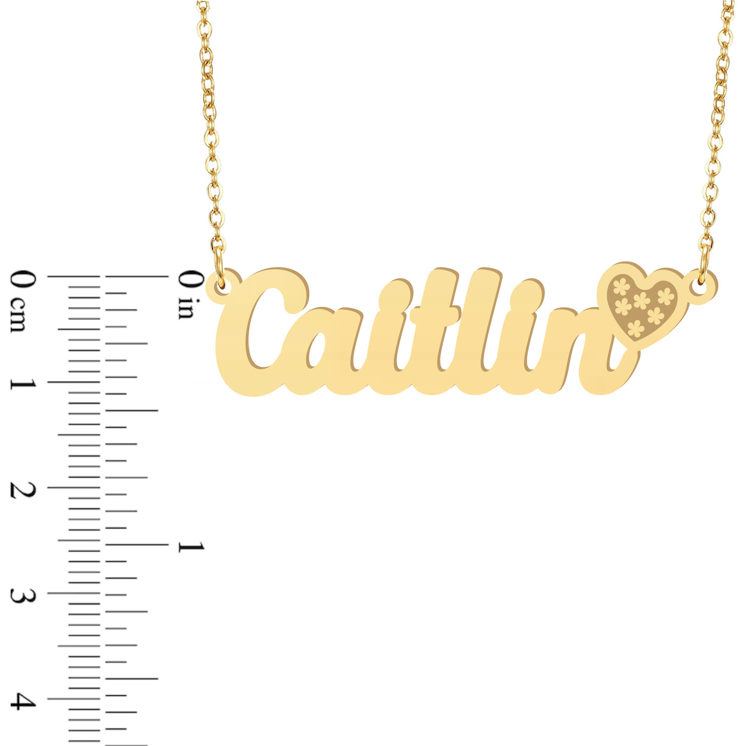 Prime & Pure 9K Yellow Gold Name Necklace Caitlin with Heart