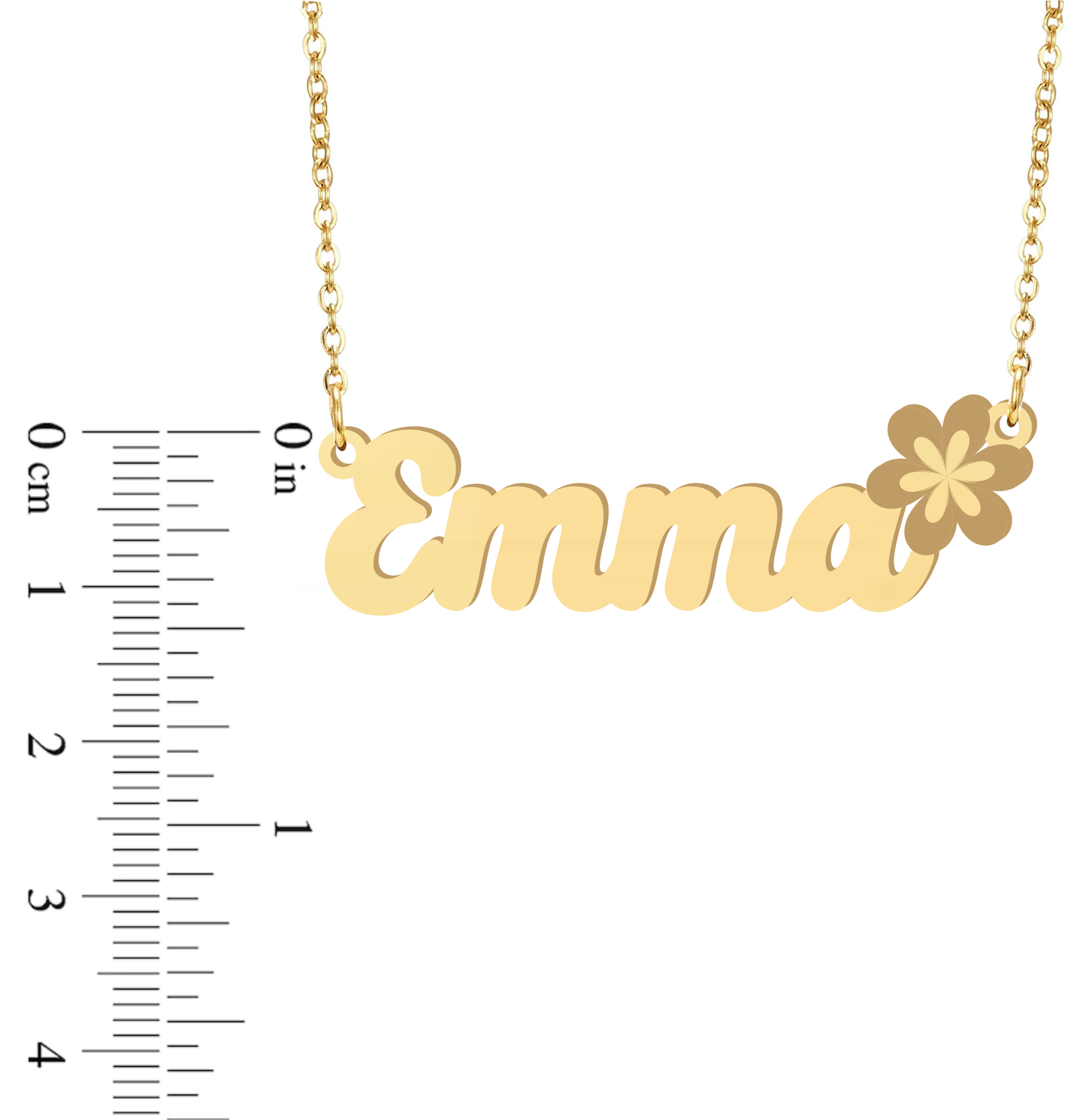 Prime & Pure 9K Yellow Gold Name Necklace Emma with Flower
