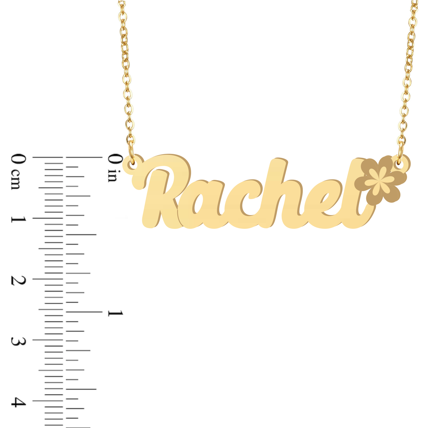 Prime & Pure 9K Yellow Gold Name Necklace Rachel with Flower