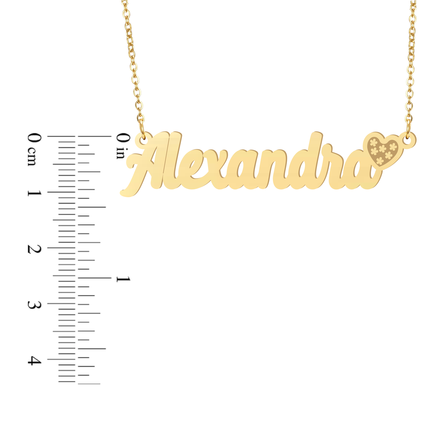 Prime & Pure 9K Yellow Gold Name Necklace Alexandra with Heart