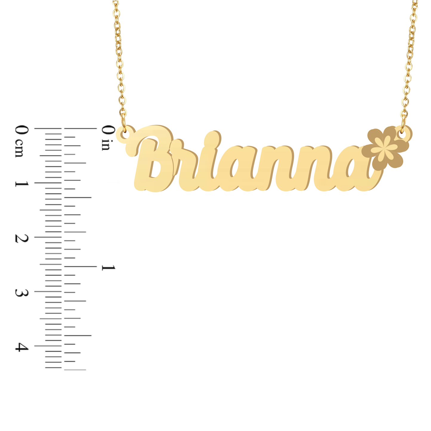Prime & Pure 9K Yellow Gold Name Necklace Brianna with Flower