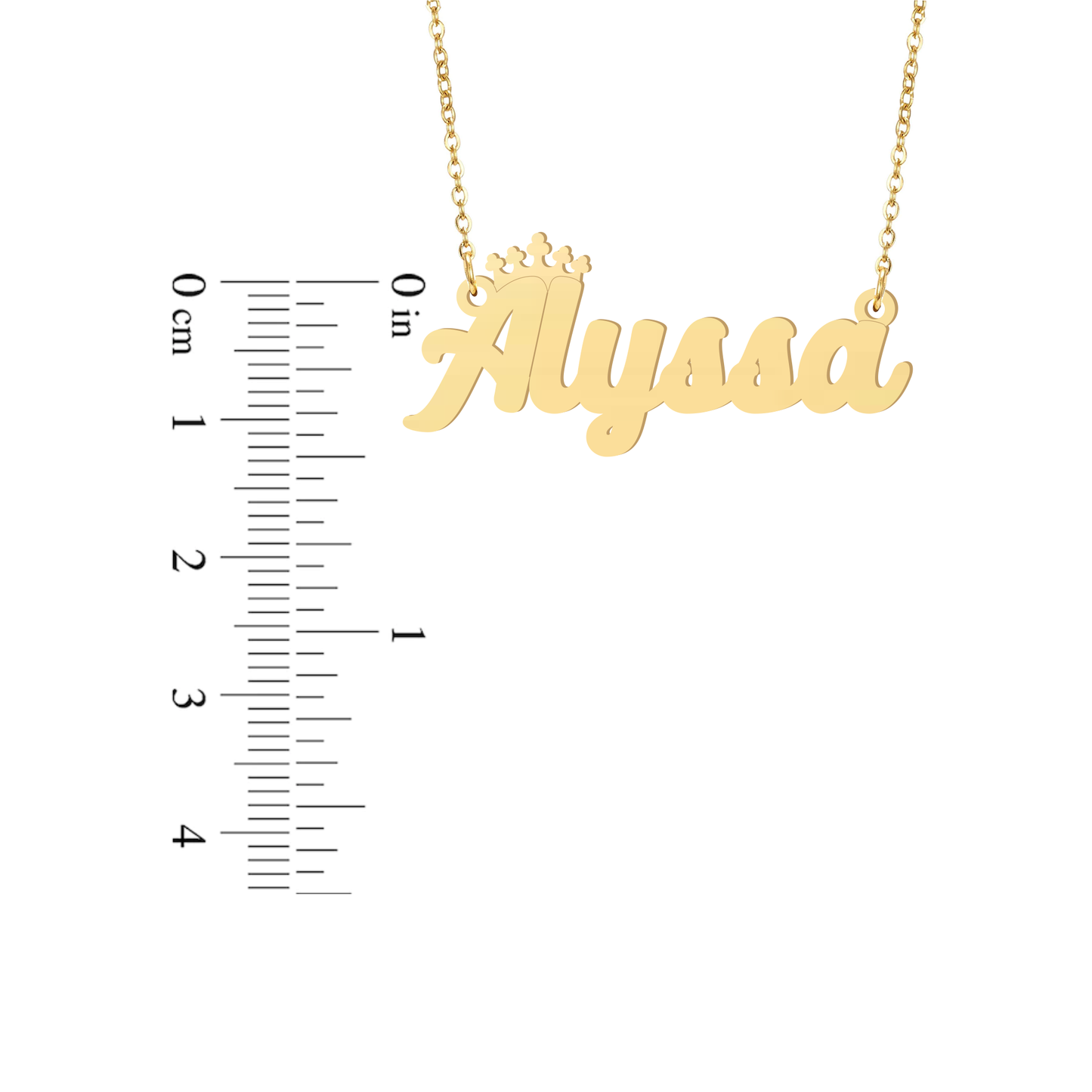 Prime & Pure 9K Yellow Gold Name Necklace Alyssa with Crown