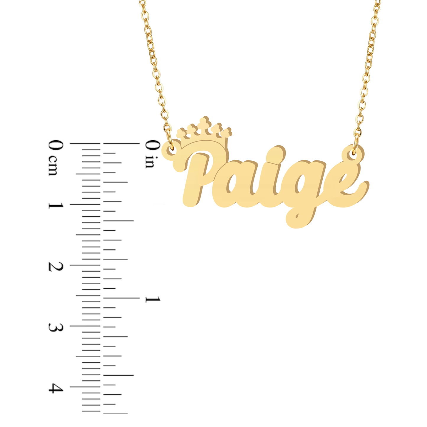 Prime & Pure 9K Yellow Gold Name Necklace Paige with Crown