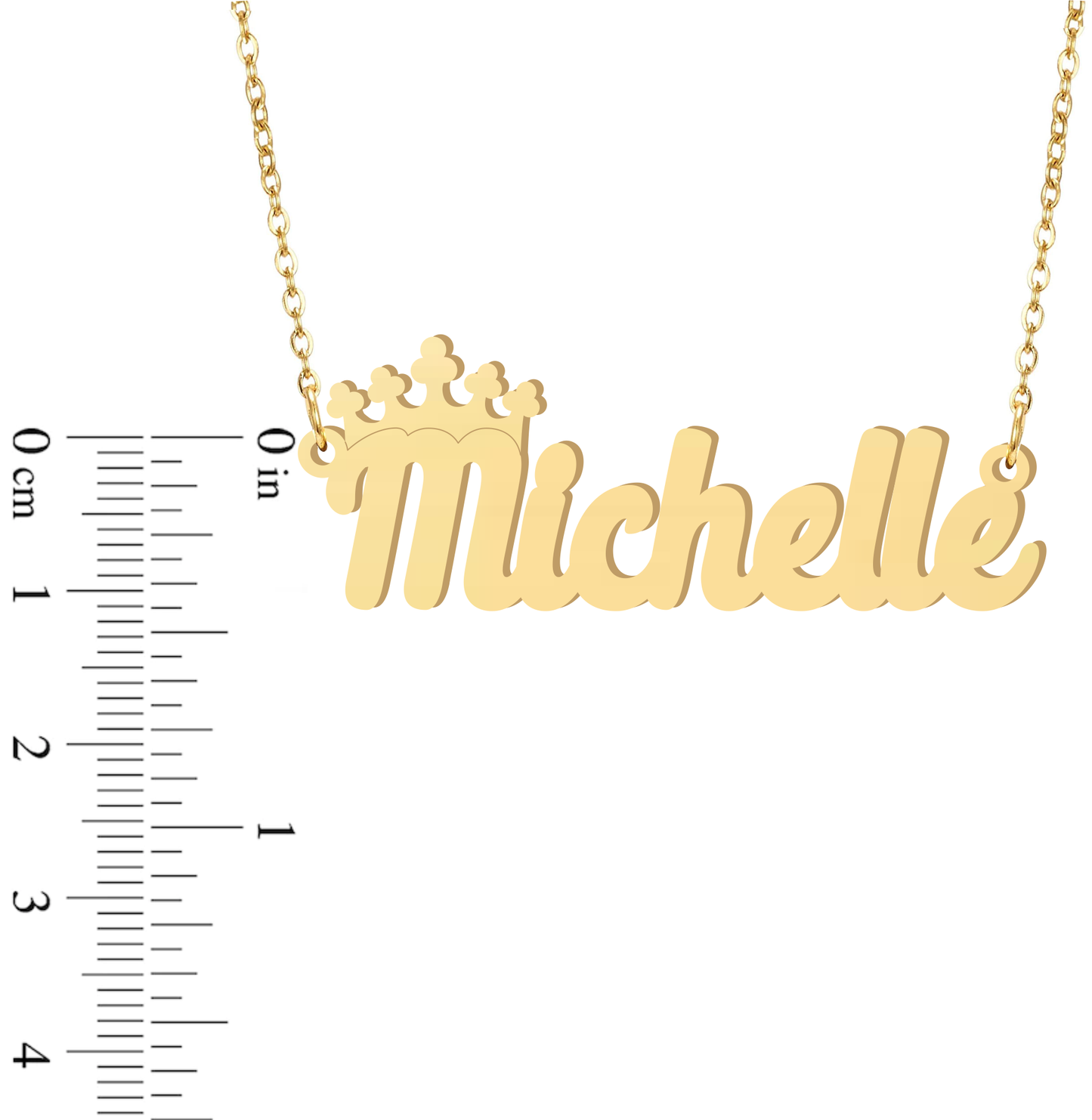 Prime & Pure 9K Yellow Gold Name Necklace Michelle with Crown