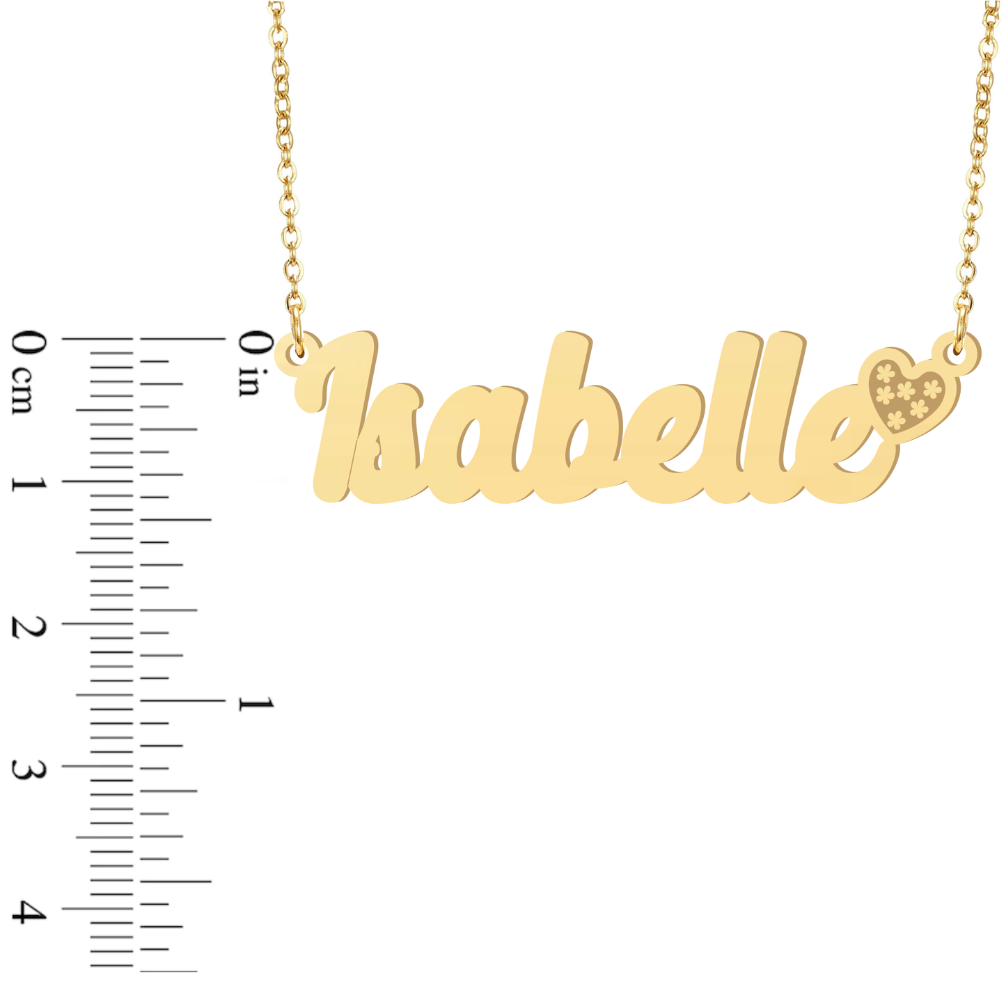 Prime & Pure 9K Yellow Gold Name Necklace Isabelle with Heart
