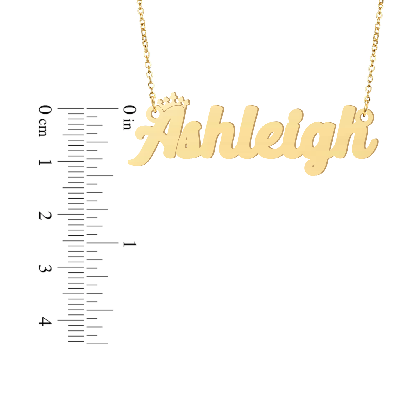Prime & Pure 9K Yellow Gold Name Necklace Ashleigh with Crown