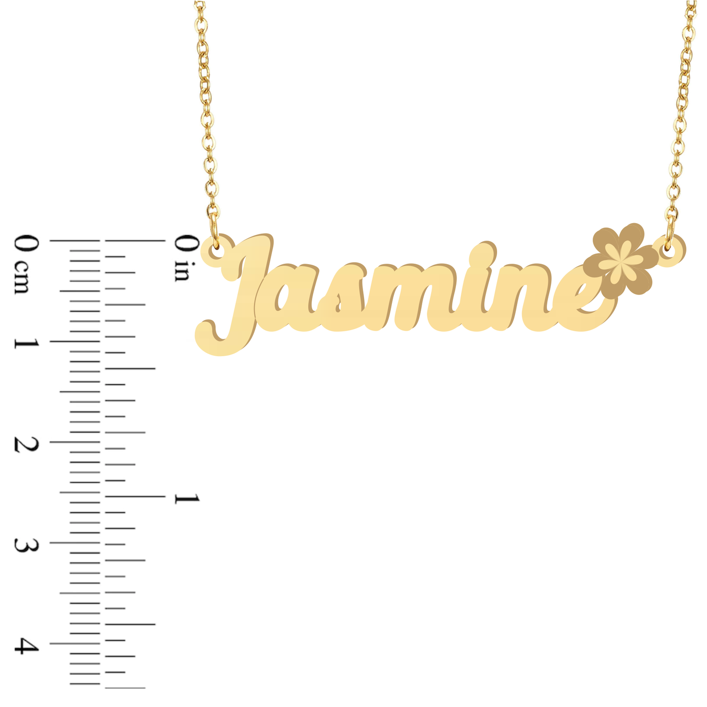 Prime & Pure 9K Yellow Gold Name Necklace Jasmine with Flower