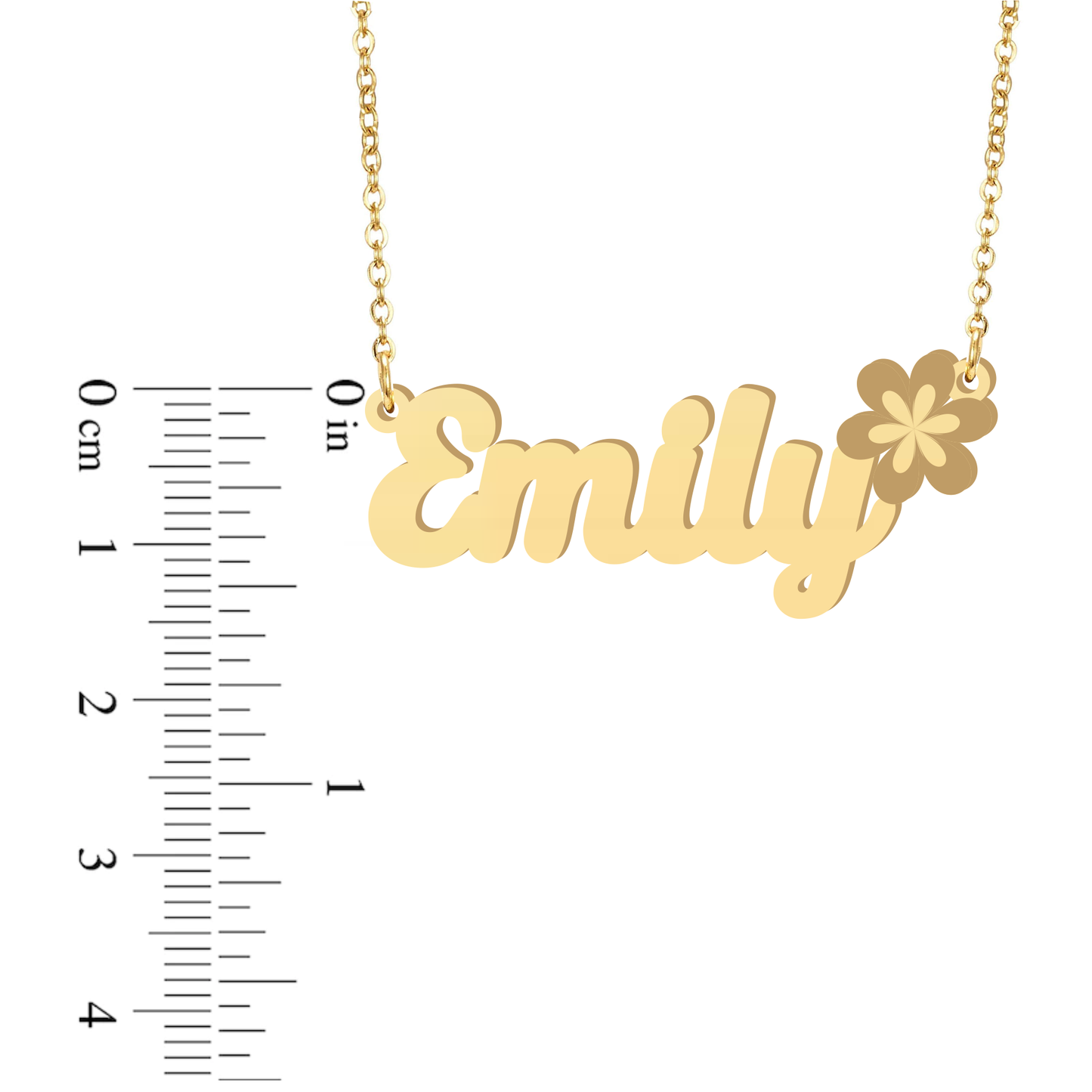 Prime & Pure 9K Yellow Gold Name Necklace Emily with Flower