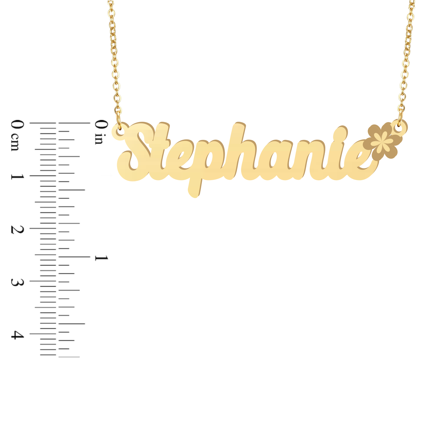 Prime & Pure 9K Yellow Gold Name Necklace Stephanie with Flower