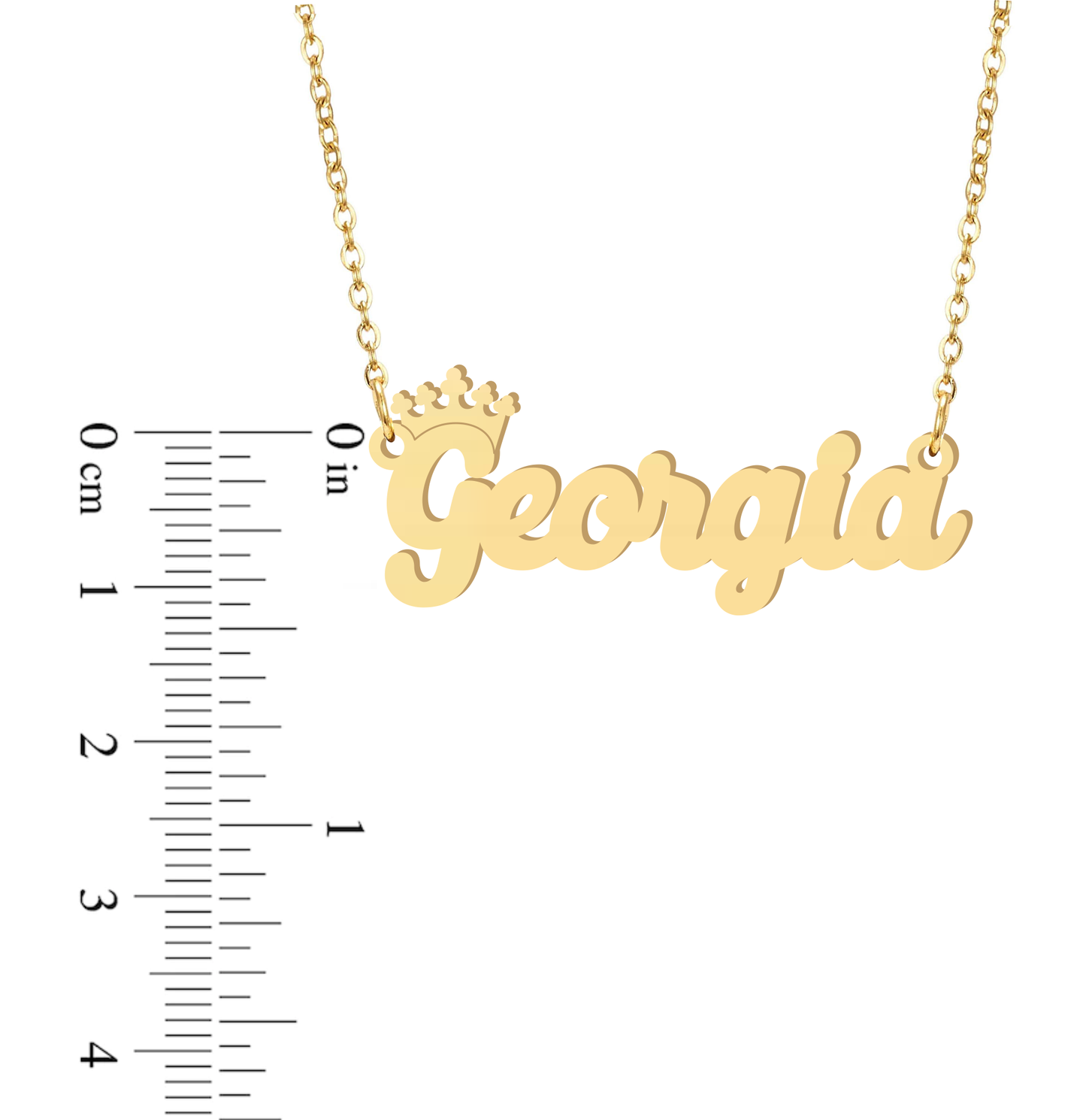 Prime & Pure 9K Yellow Gold Name Necklace Georgia with Crown