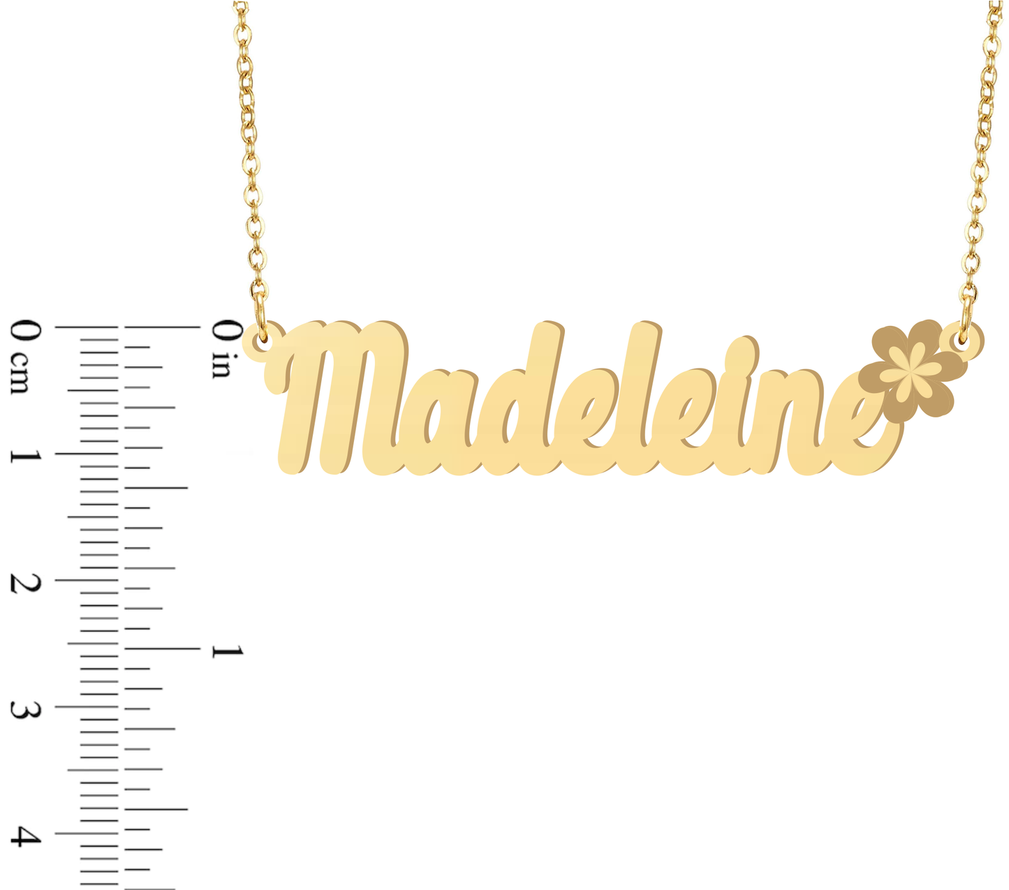 Prime & Pure 9K Yellow Gold Name Necklace Madeleine with Flower