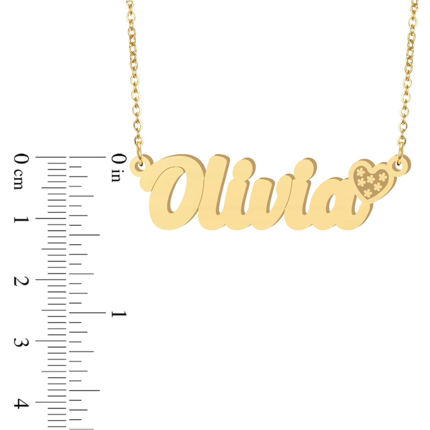 Prime & Pure 9K Yellow Gold Name Necklace Olivia with Heart