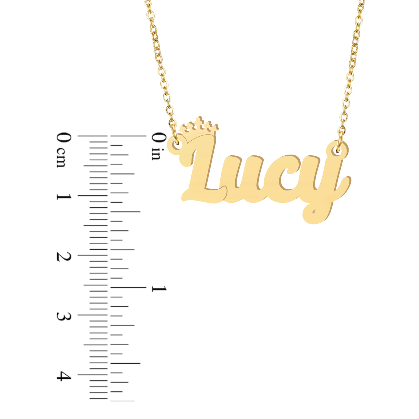 Prime & Pure 9K Yellow Gold Name Necklace Lucy with Crown