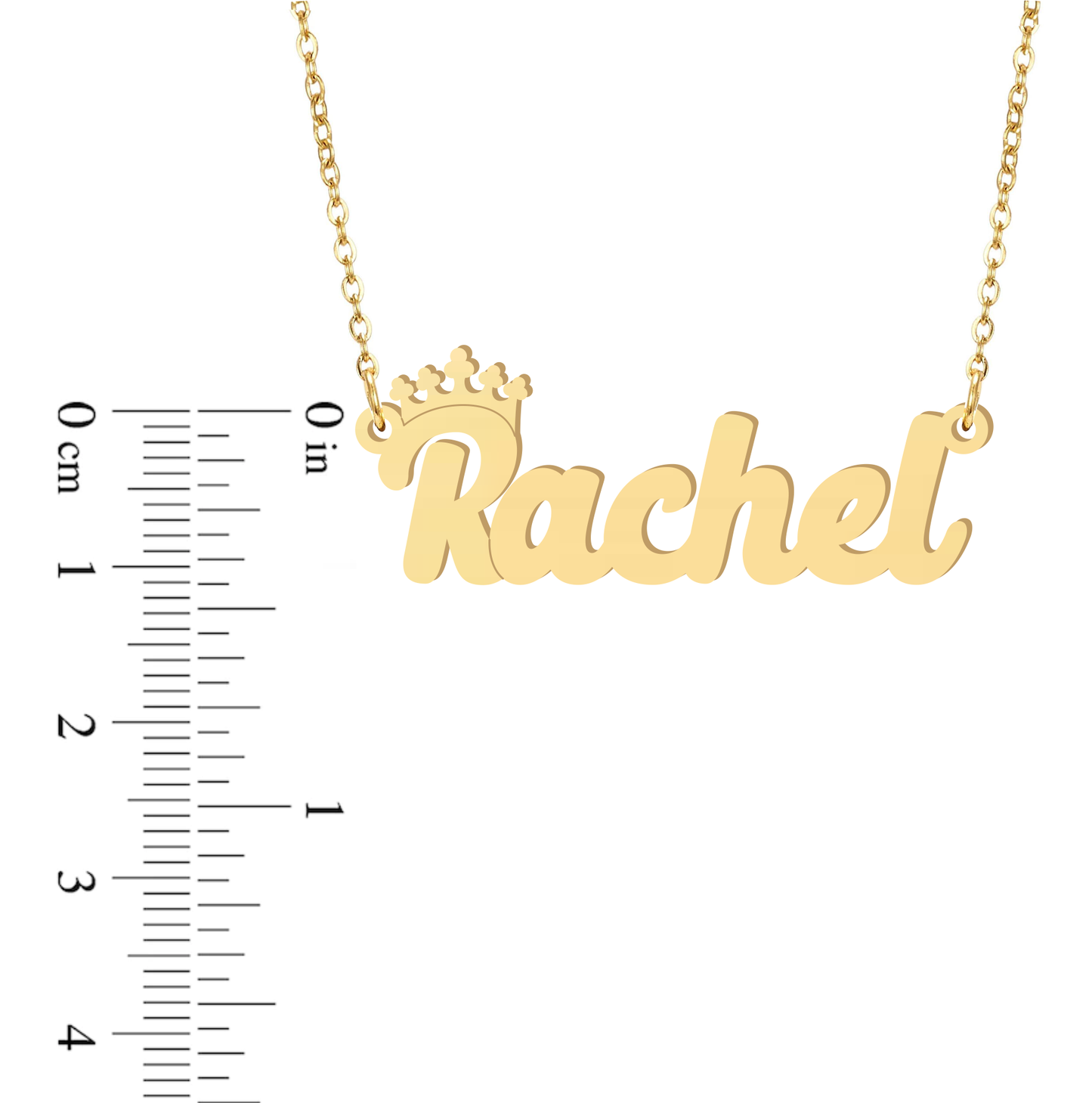 Prime & Pure 9K Yellow Gold Name Necklace Rachel with Crown