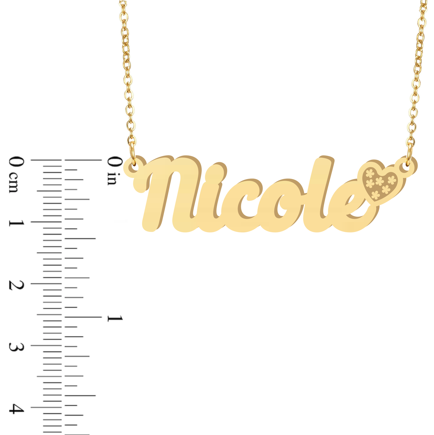 Prime & Pure 9K Yellow Gold Name Necklace Nicole with Heart