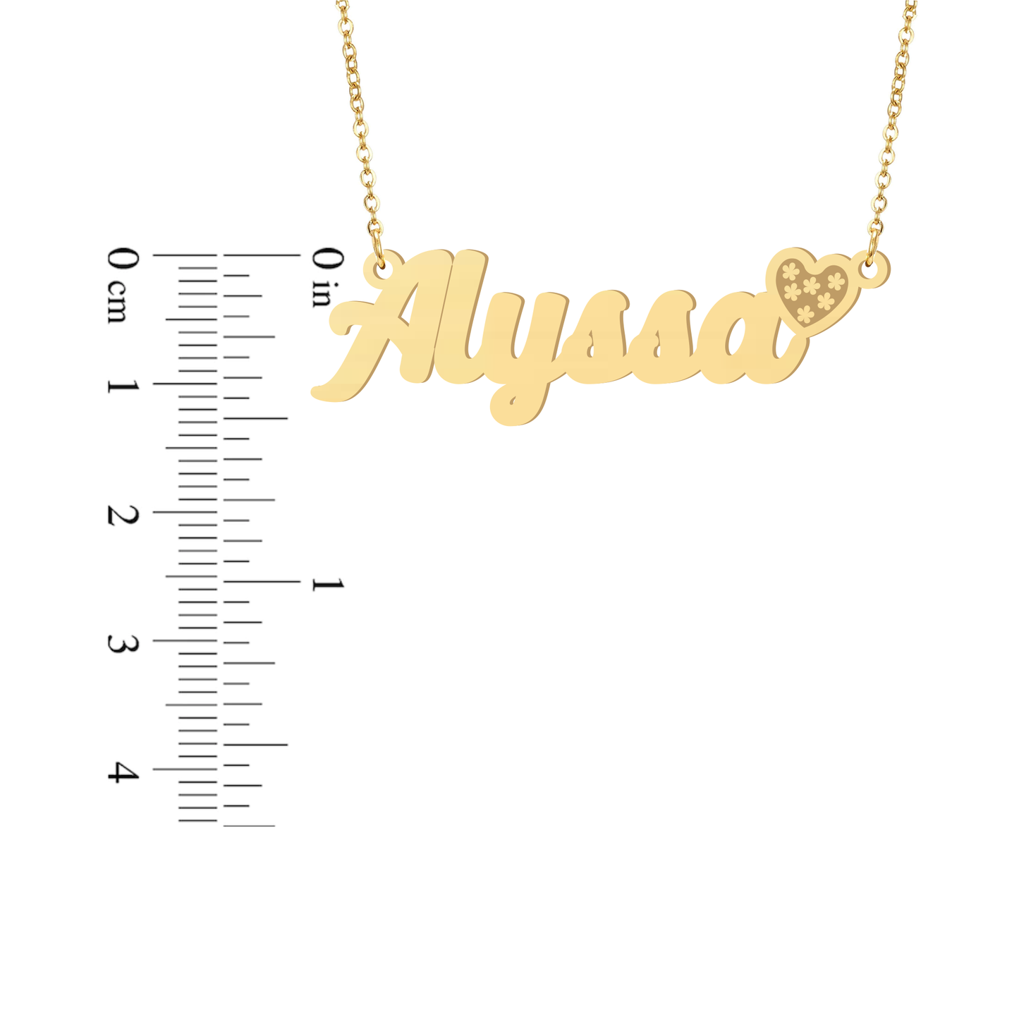 Prime & Pure 9K Yellow Gold Name Necklace Alyssa with Heart