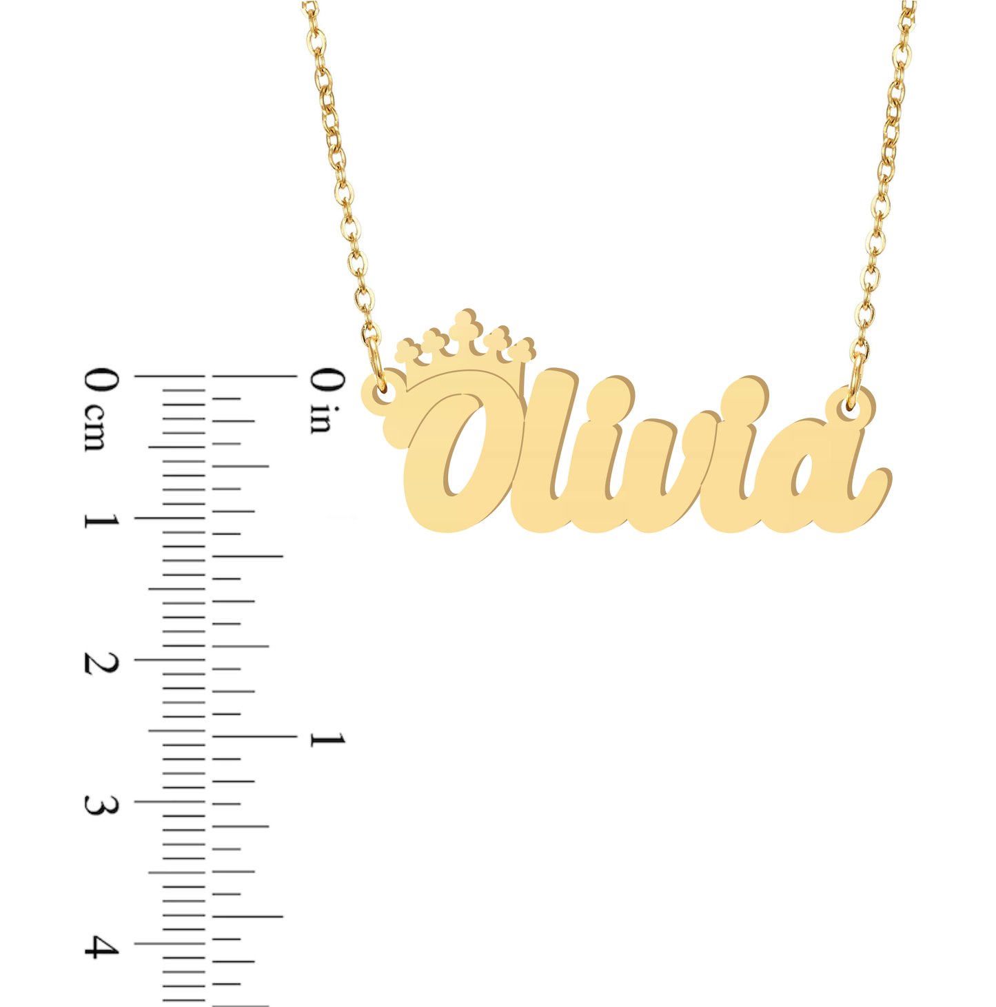 Prime & Pure 9K Yellow Gold Name Necklace Olivia with Crown