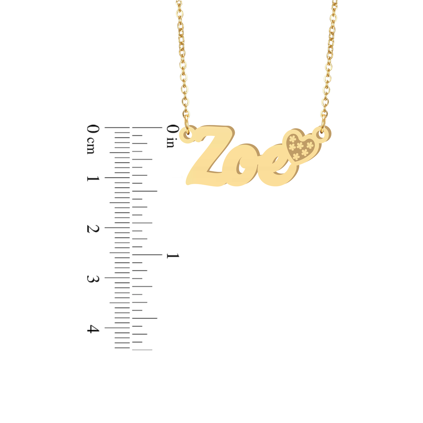 Prime & Pure 9K Yellow Gold Name Necklace Zoe with Heart