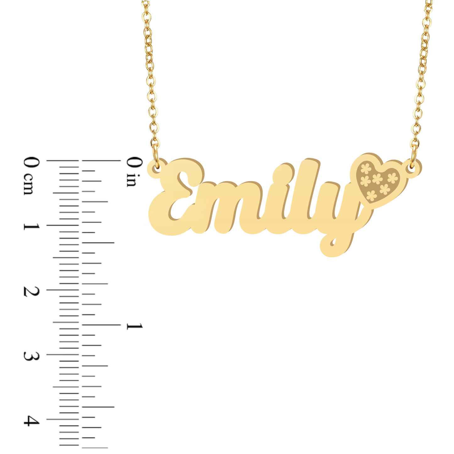 Prime & Pure 9K Yellow Gold Name Necklace Emily with Heart
