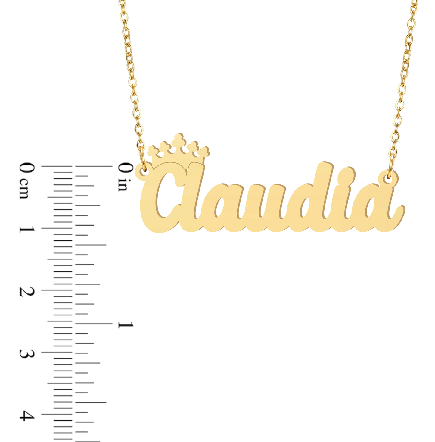 Prime & Pure 9K Yellow Gold Name Necklace Claudia with Crown