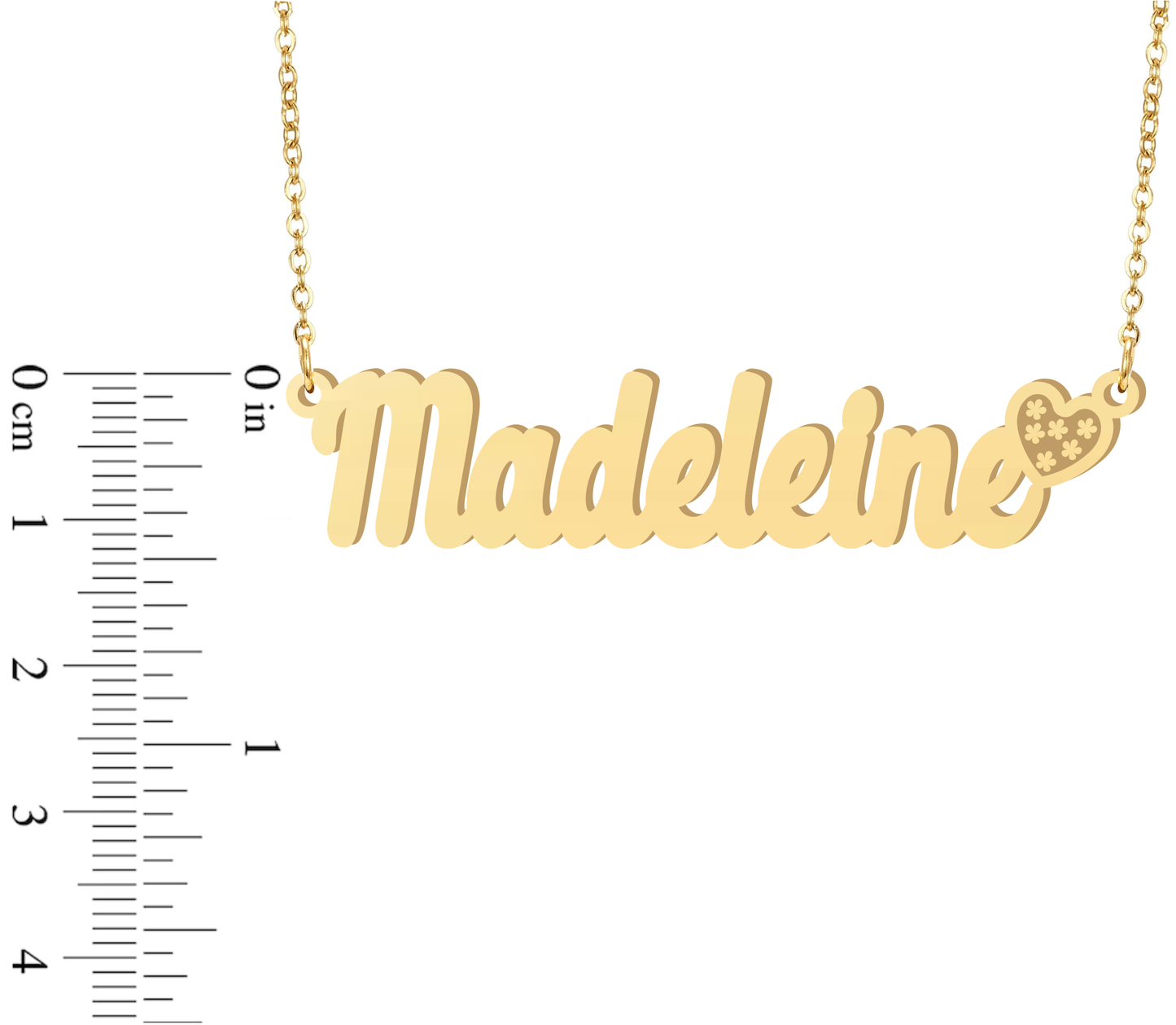 Prime & Pure 9K Yellow Gold Name Necklace Madeleine with Heart