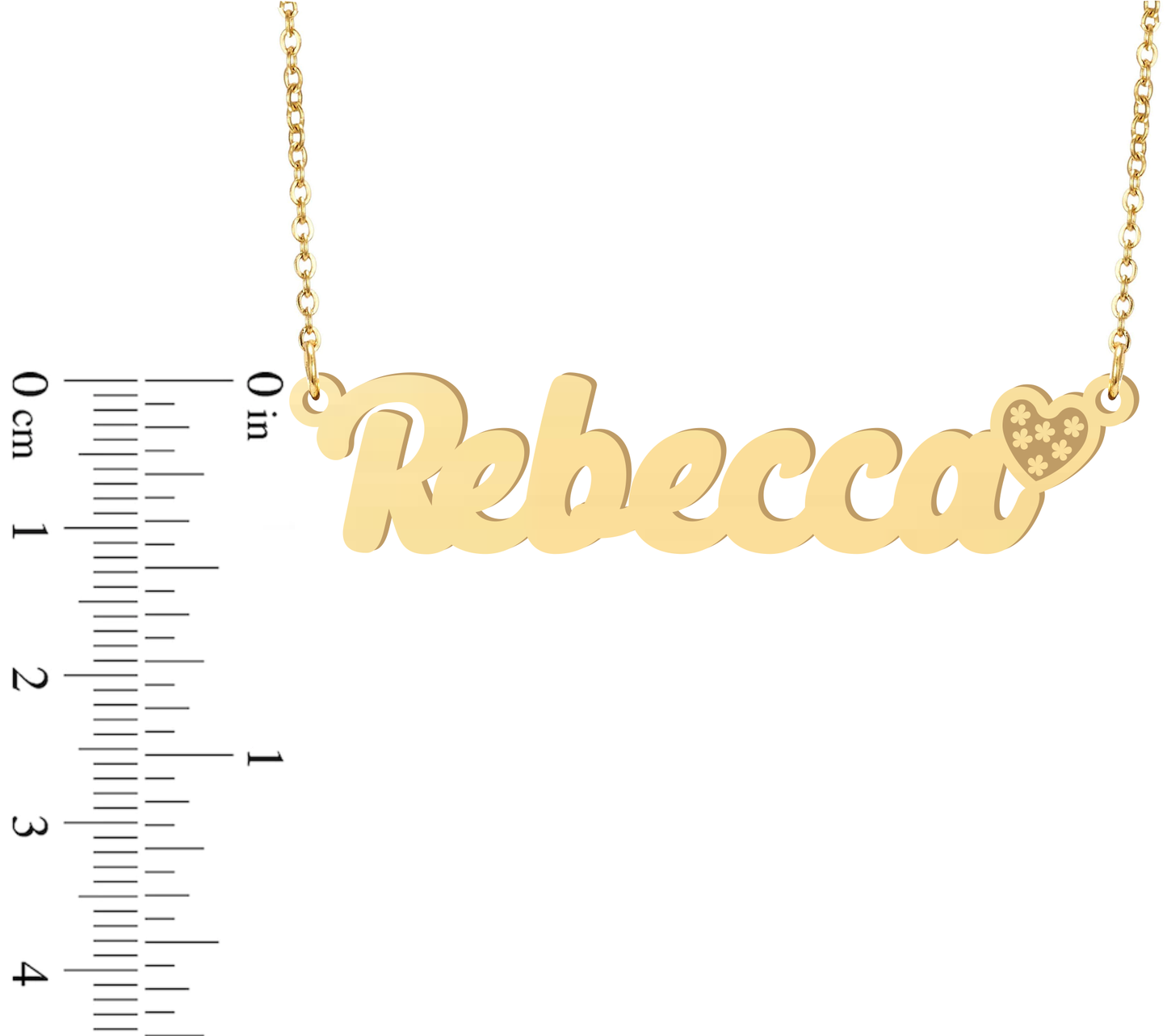 Prime & Pure 9K Yellow Gold Name Necklace Rebecca with Heart