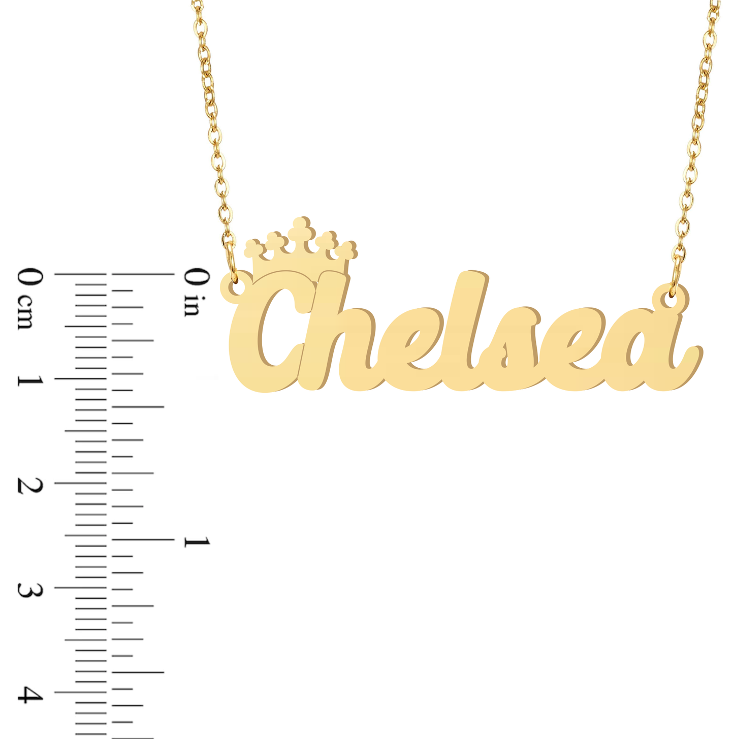 Prime & Pure 9K Yellow Gold Name Necklace Chelsea with Crown