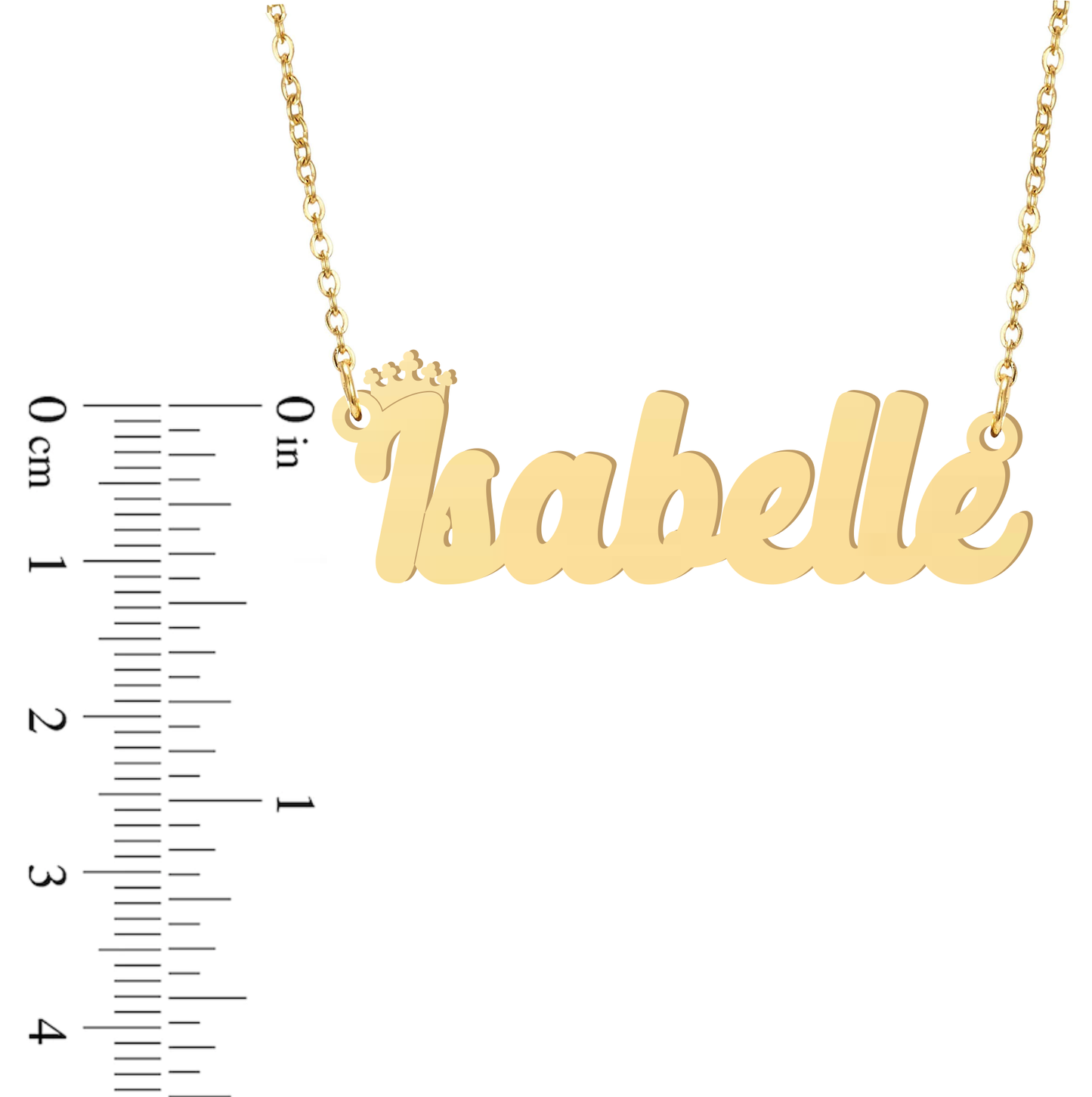 Prime & Pure 9K Yellow Gold Name Necklace Isabelle with Crown