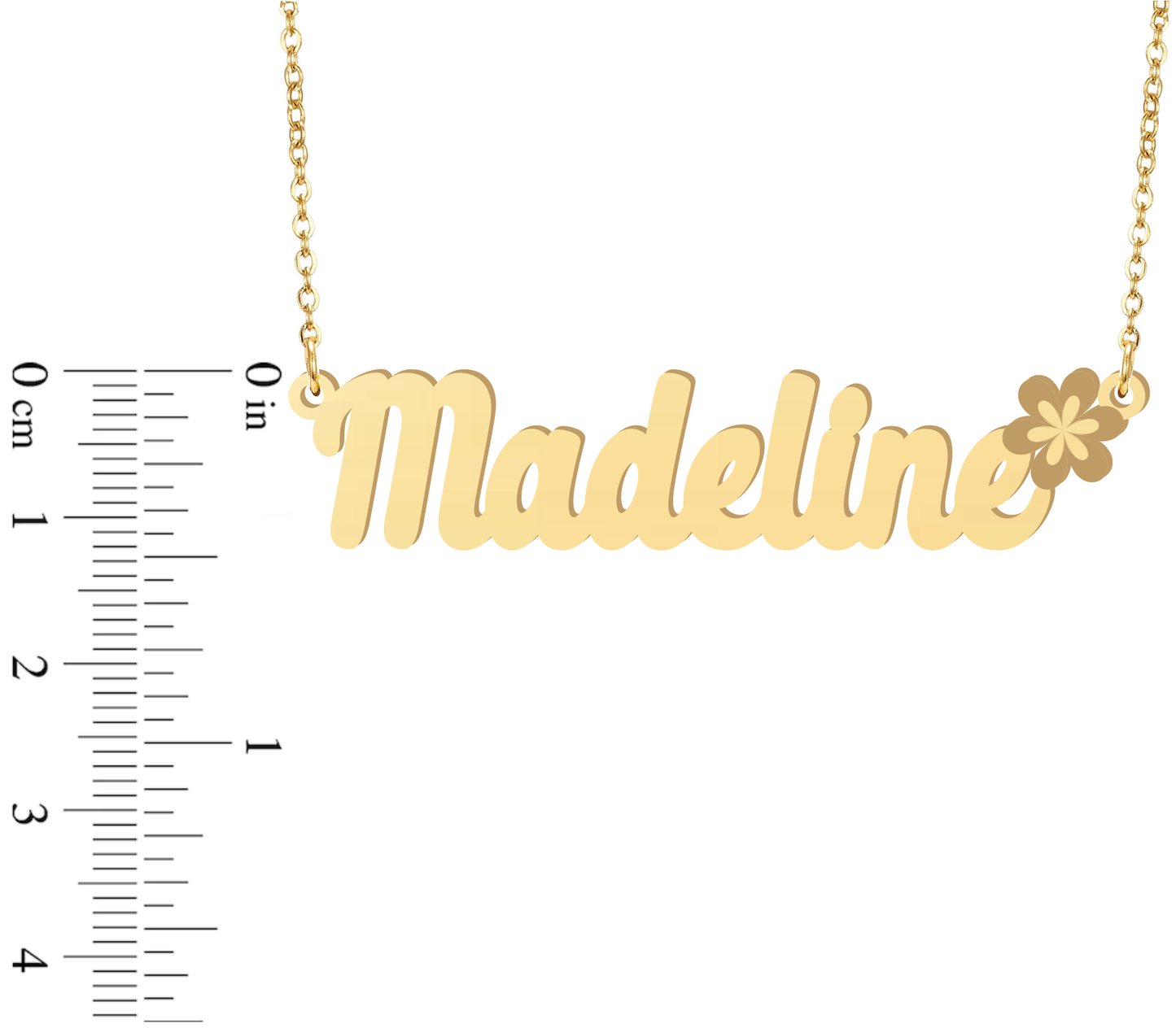 Prime & Pure 9K Yellow Gold Name Necklace Madeline with Flower