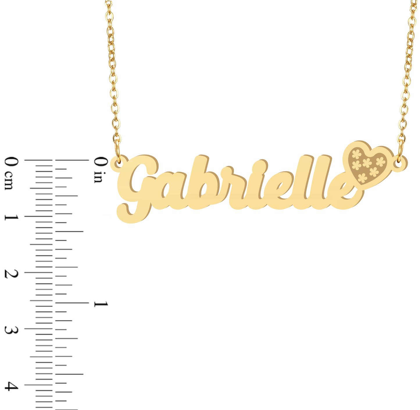 Prime & Pure 9K Yellow Gold Name Necklace Gabrielle with Heart