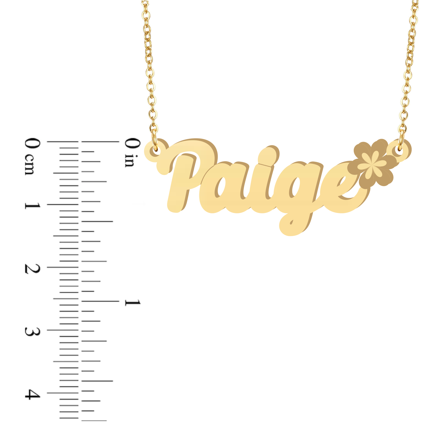 Prime & Pure 9K Yellow Gold Name Necklace Paige with Flower