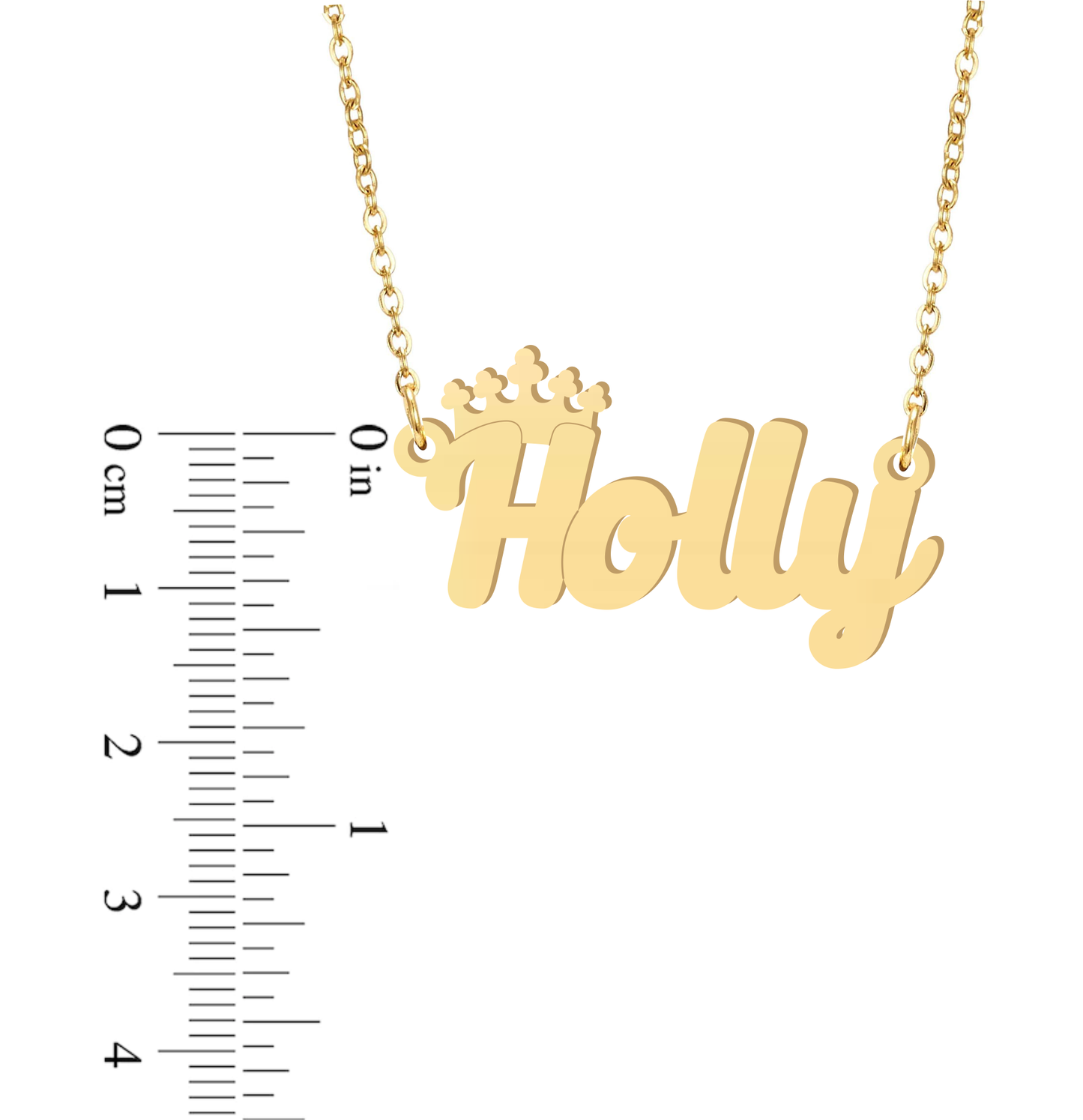 Prime & Pure 9K Yellow Gold Name Necklace Holly with Crown