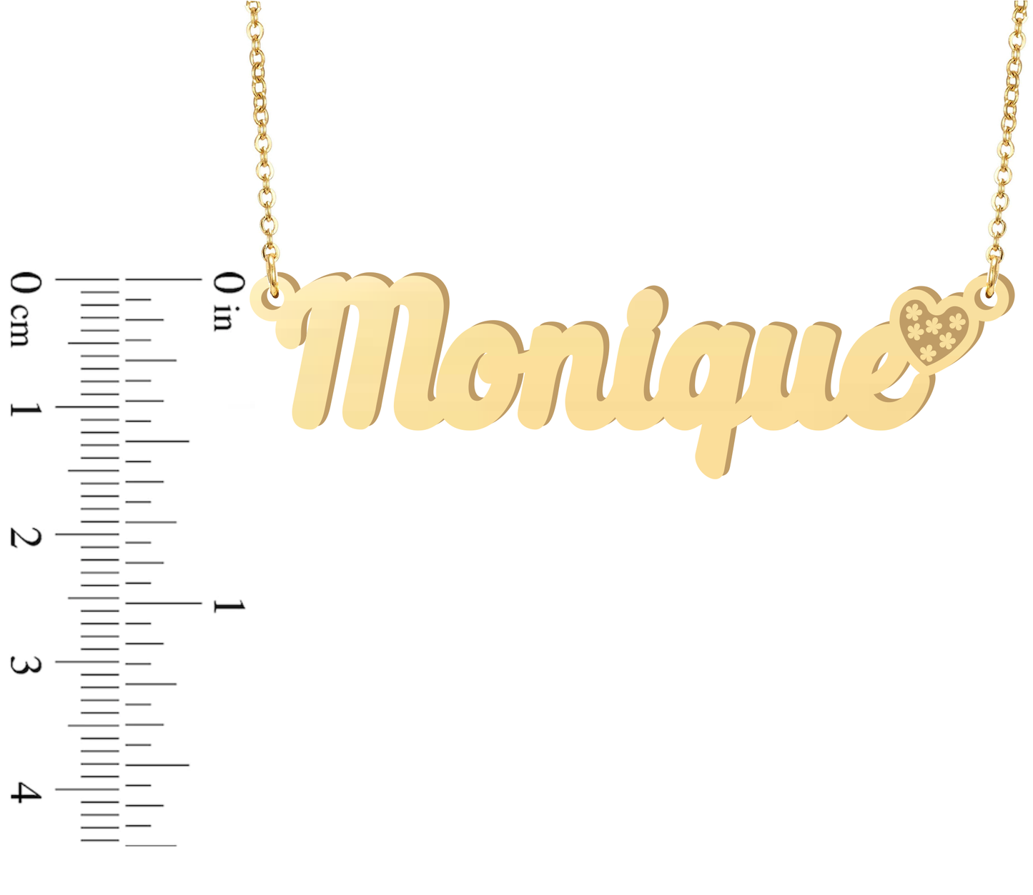 Prime & Pure 9K Yellow Gold Name Necklace Monique with Heart