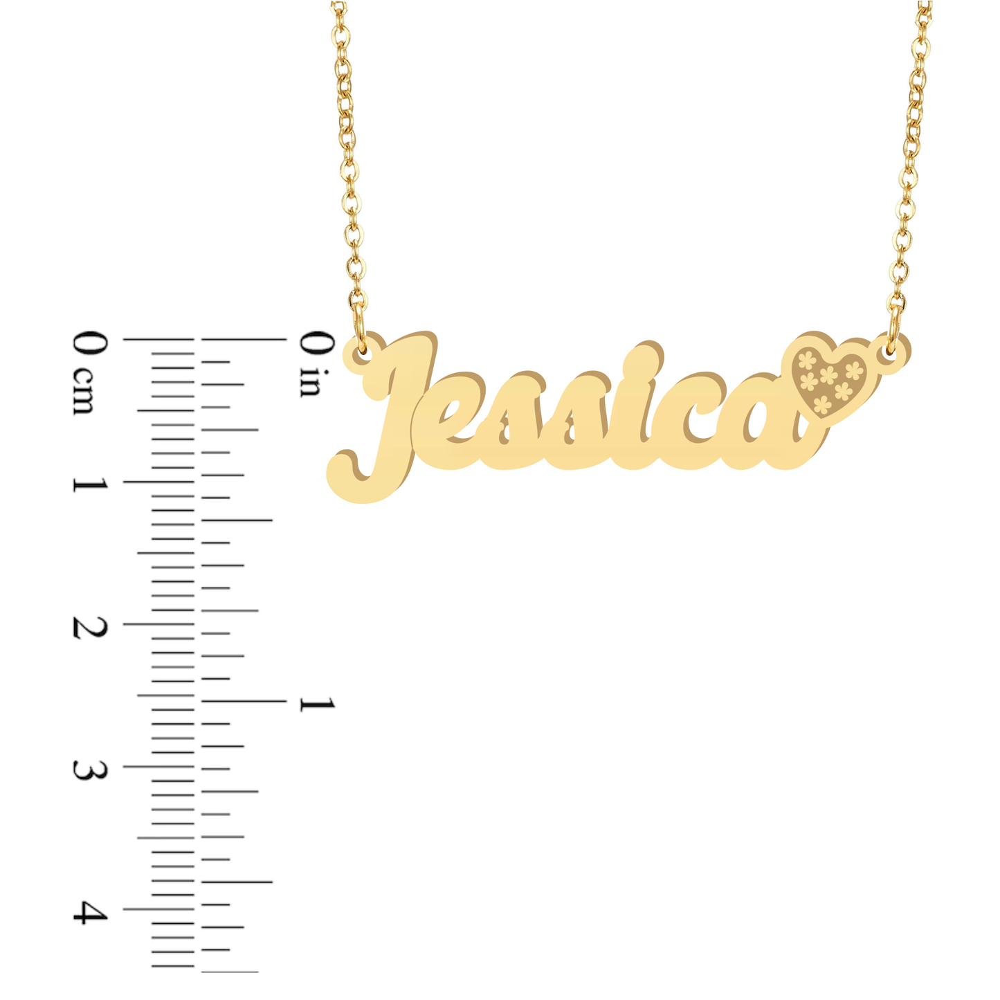 Prime & Pure 9K Yellow Gold Name Necklace Jessica with Heart