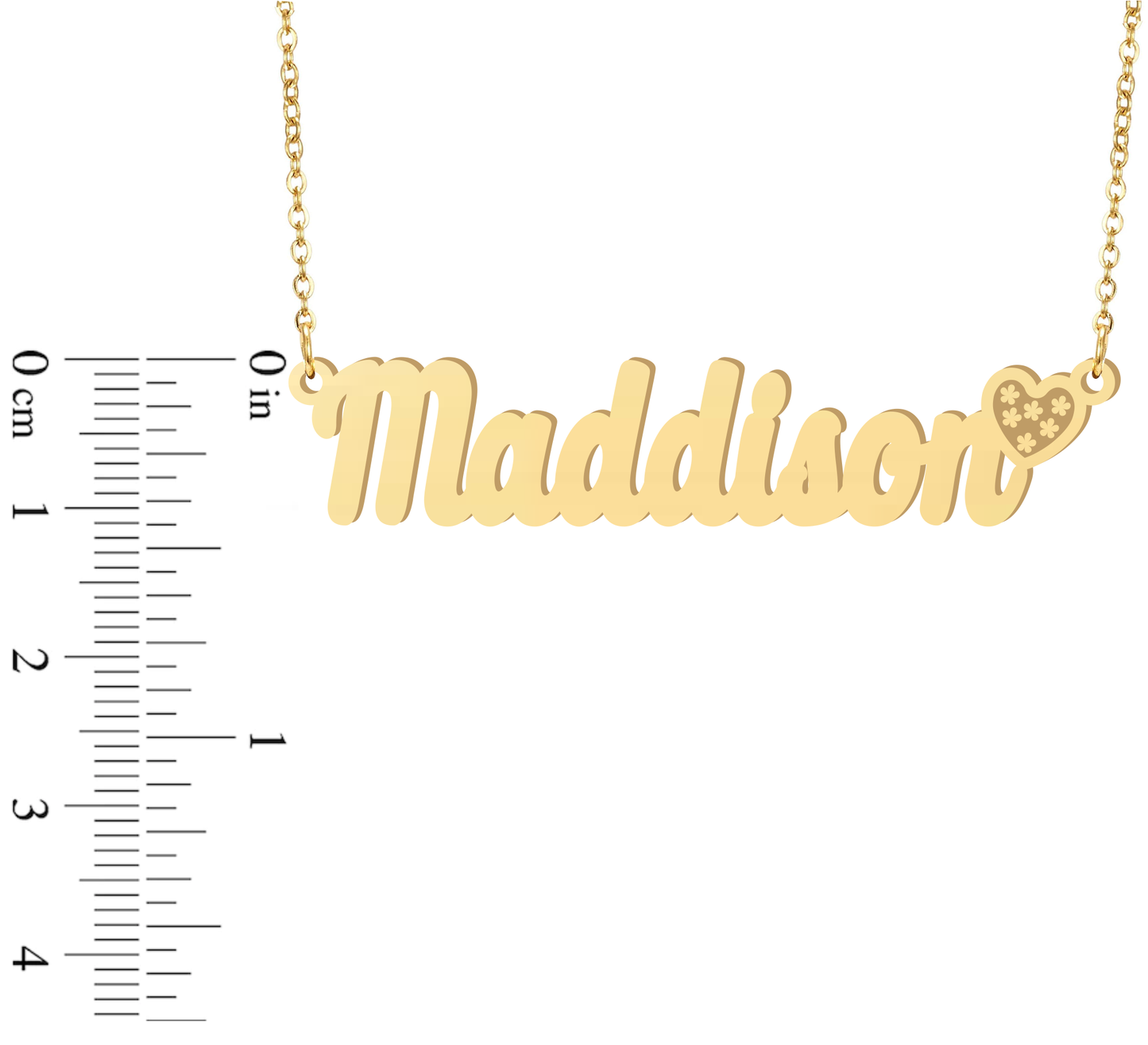 Prime & Pure 9K Yellow Gold Name Necklace Maddison with Heart
