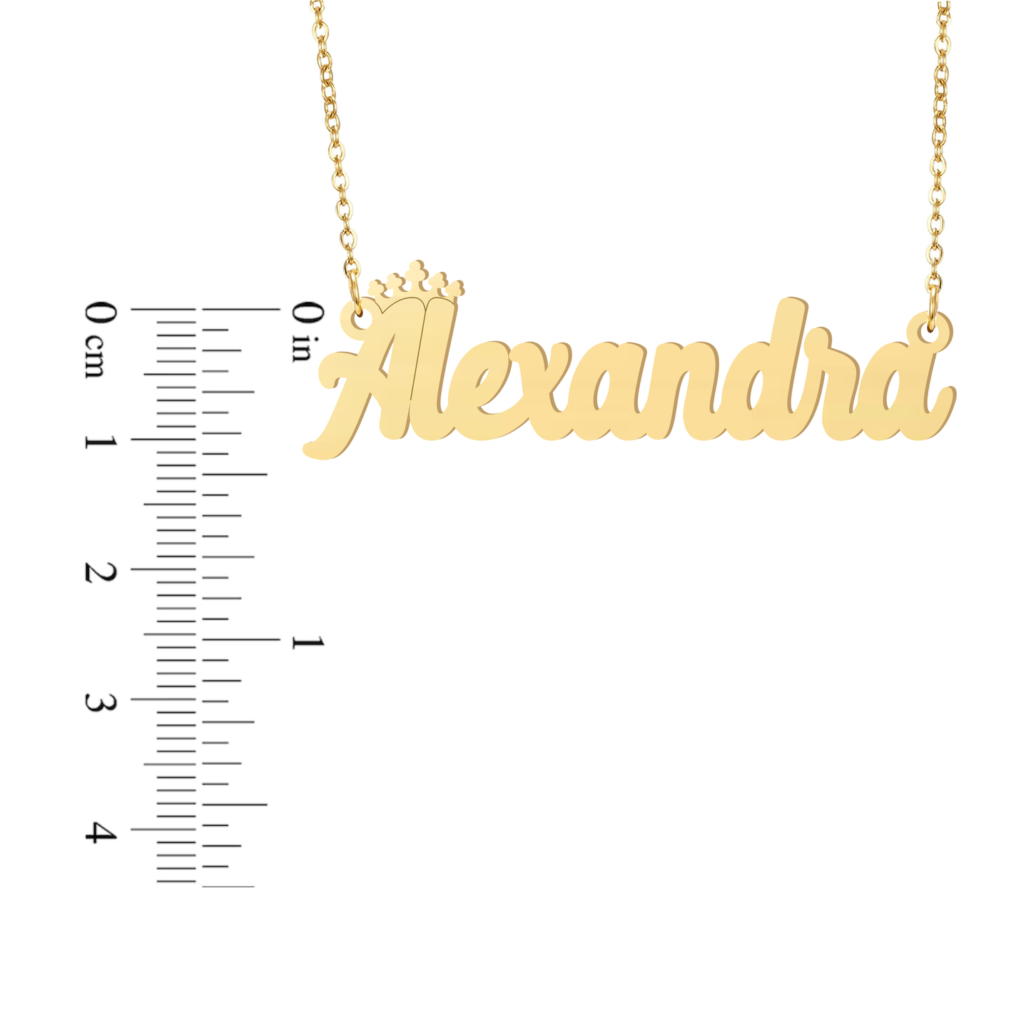 Prime & Pure 9K Yellow Gold Name Necklace Alexandra with Crown