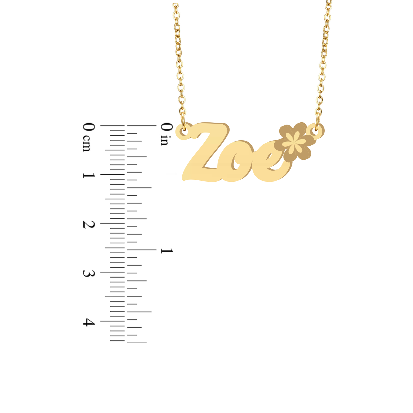 Prime & Pure 9K Yellow Gold Name Necklace Zoe with Flower
