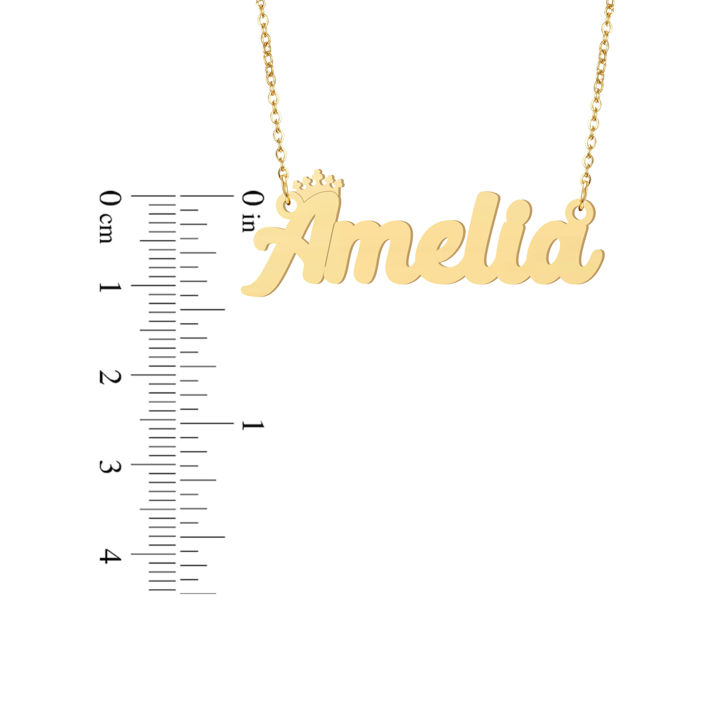 Prime & Pure 9K Yellow Gold Name Necklace Amelia with Crown