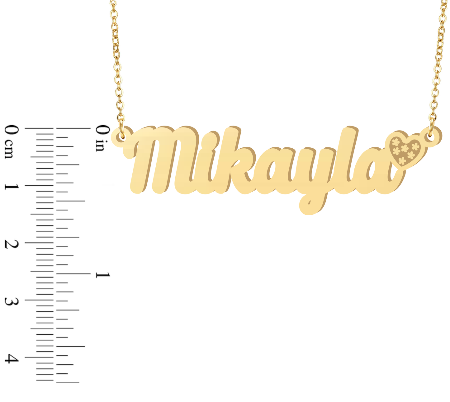 Prime & Pure 9K Yellow Gold Name Necklace Mikayla with Heart