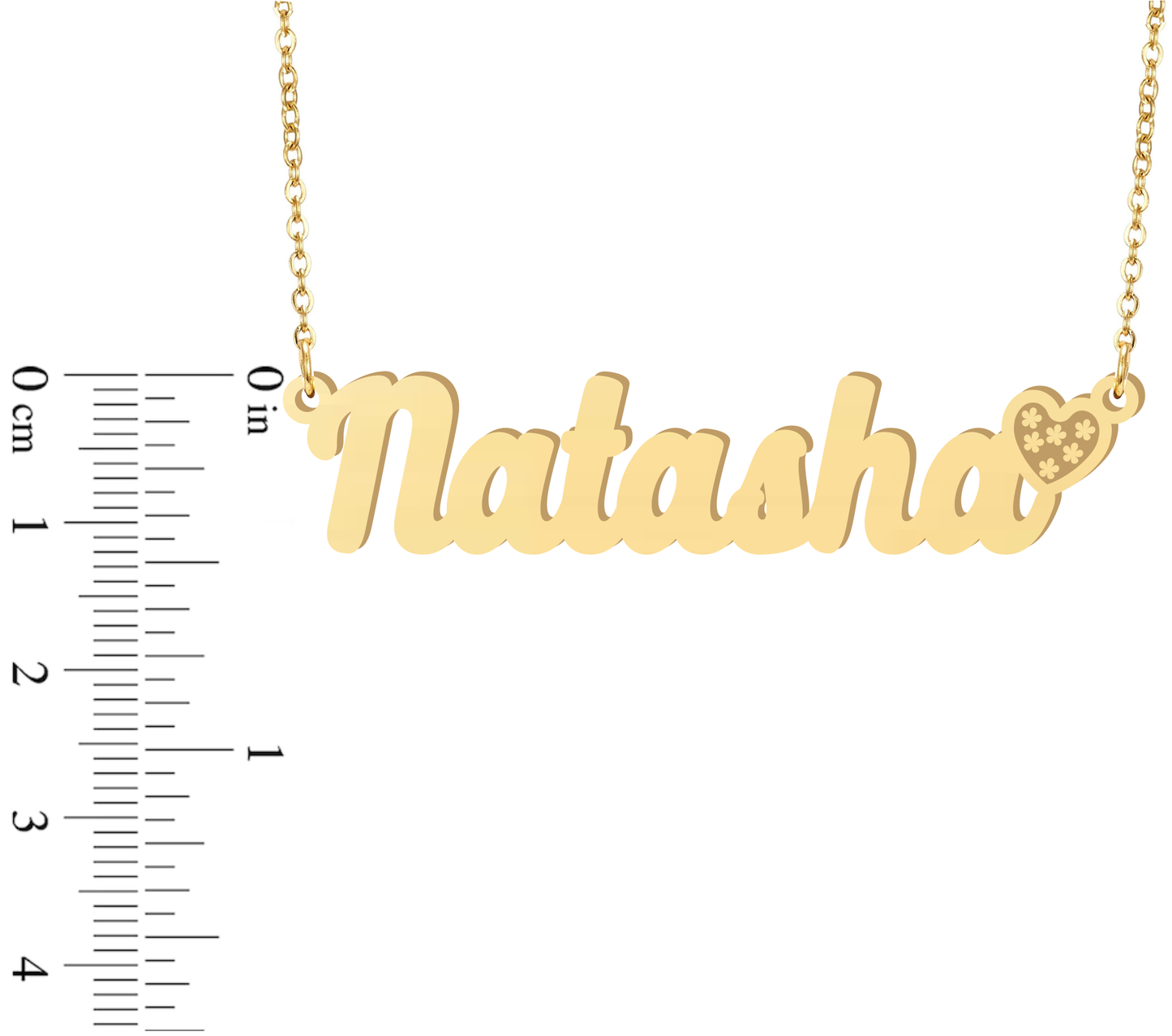 Prime & Pure 9K Yellow Gold Name Necklace Natasha with Heart