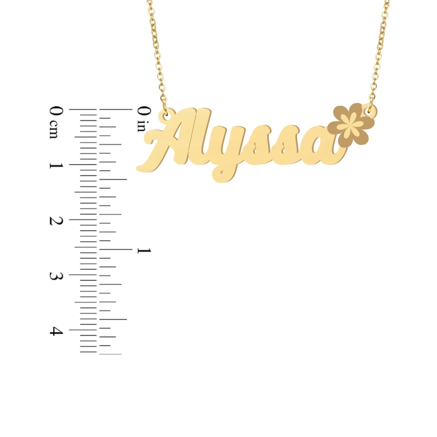Prime & Pure 9K Yellow Gold Name Necklace Alyssa with Flower