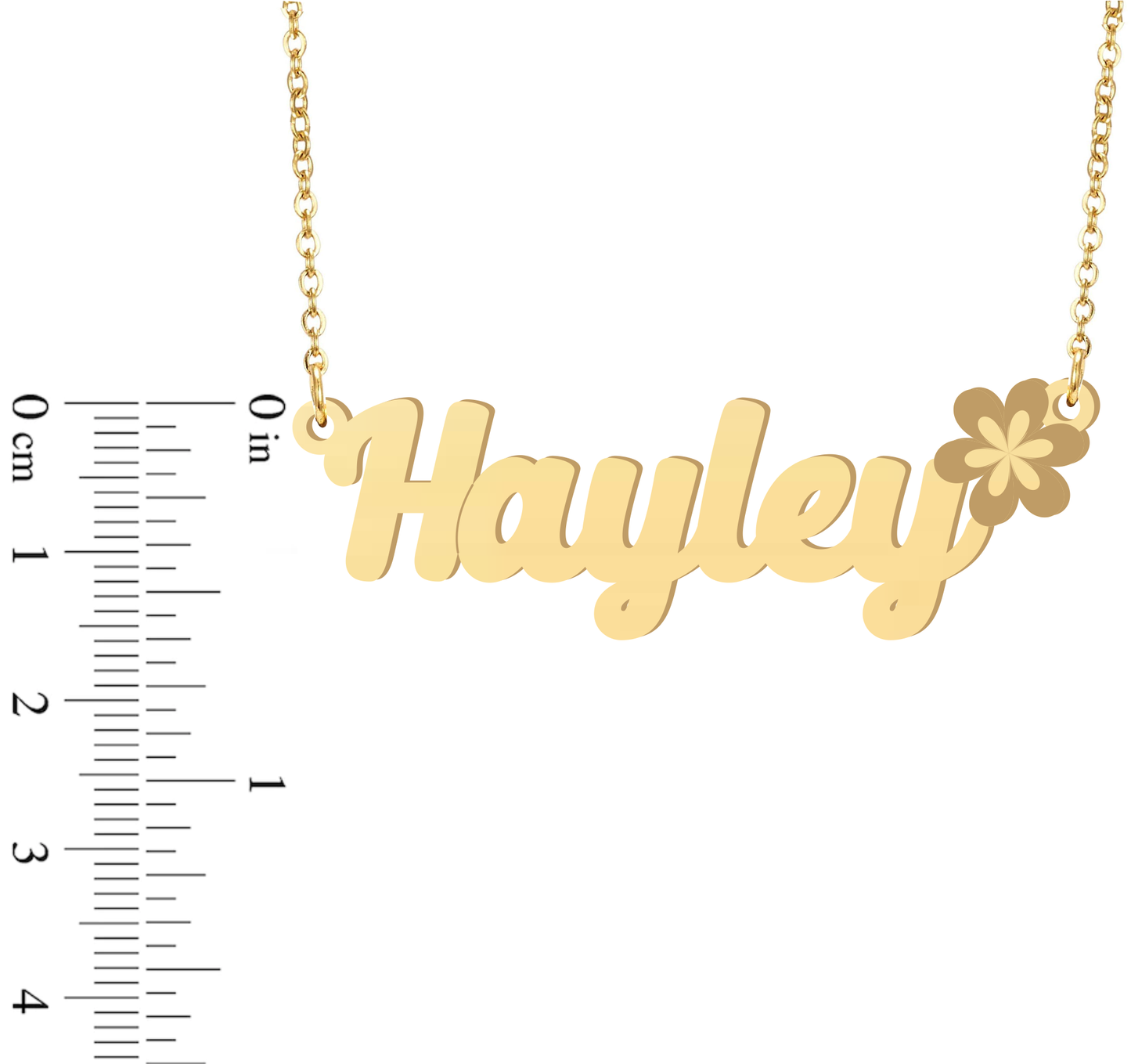 Prime & Pure 9K Yellow Gold Name Necklace Hayley with Flower